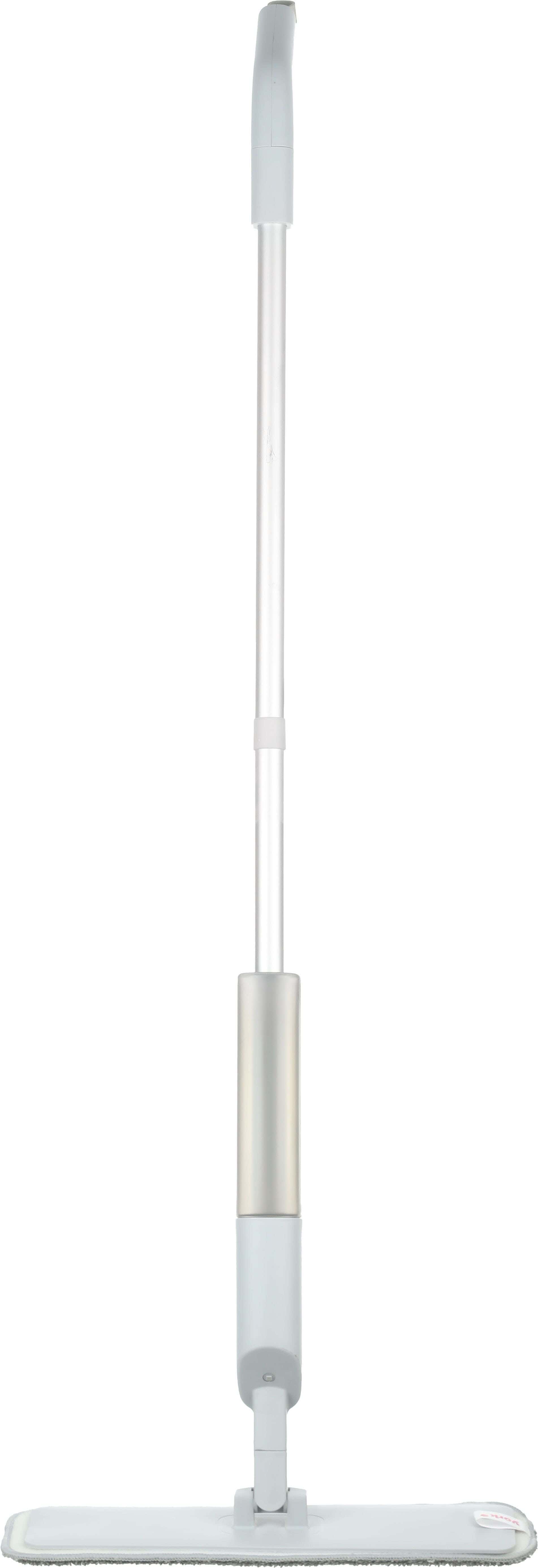 York Plastic Flat Floor Wiper, Metal Handle Push Button, with Plastic Spray Bottle, 13×138 cm - Light Grey