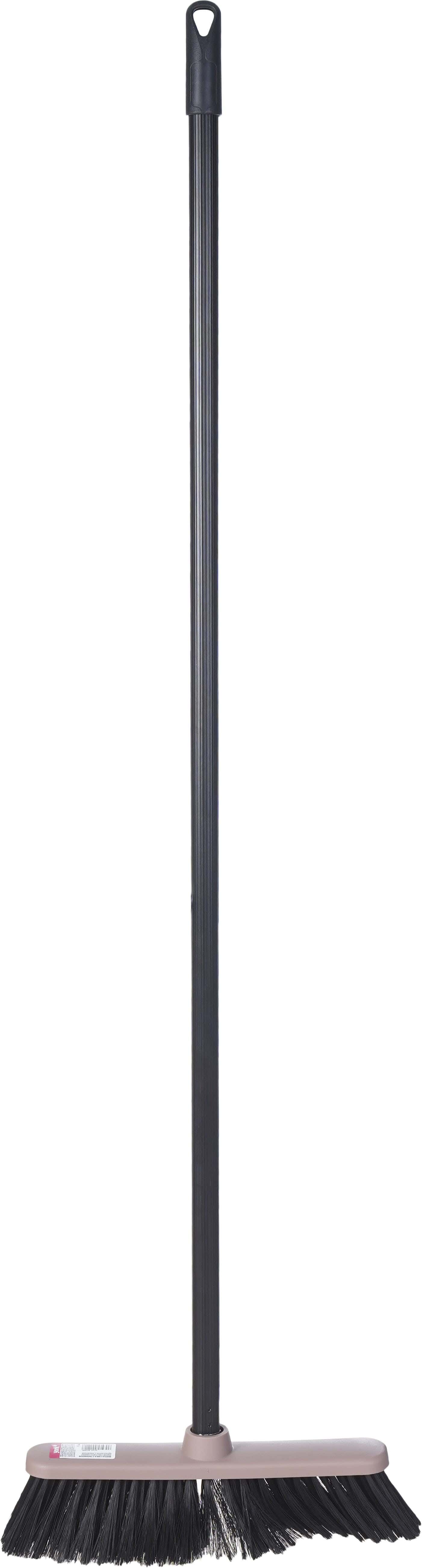 York Plastic Floor Broom, Metal Handle, 110 cm - Black Brown