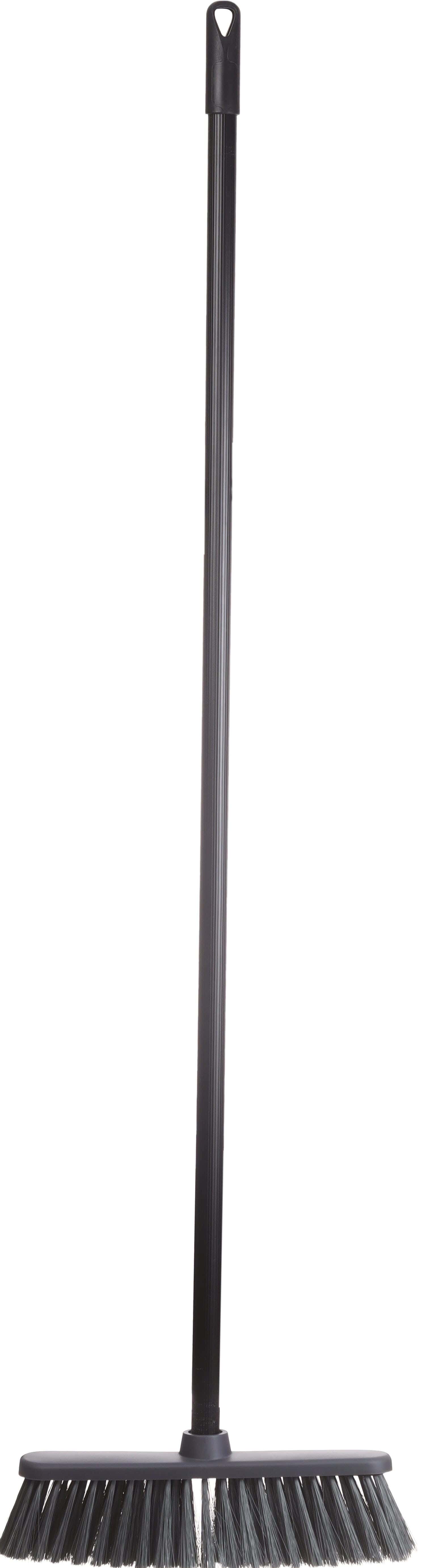 York Plastic Floor Broom, Metal Handle, 110 cm - Black Grey