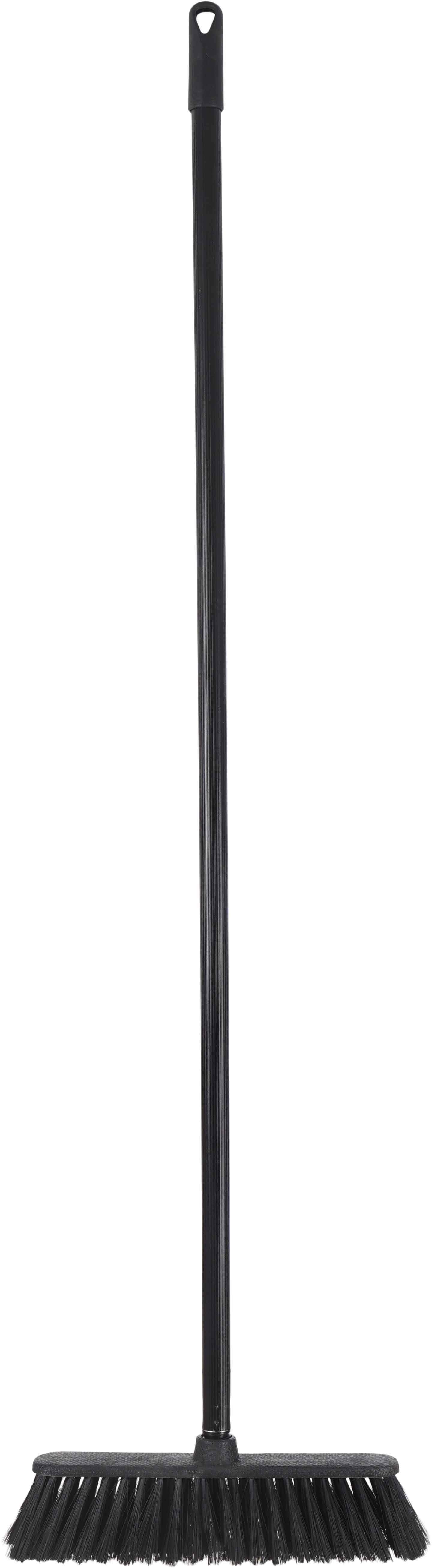 York Plastic Soft Bristles Cleaning Brush, Metal Handle, 110 cm - Black