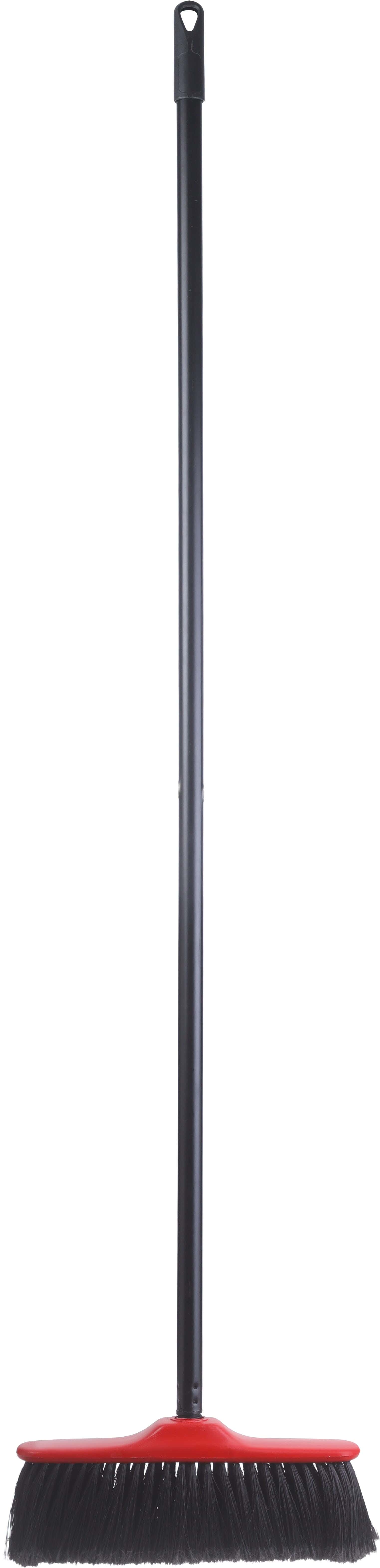 York Plastic Floor Broom, Metal Handle, 120 cm - Black Red