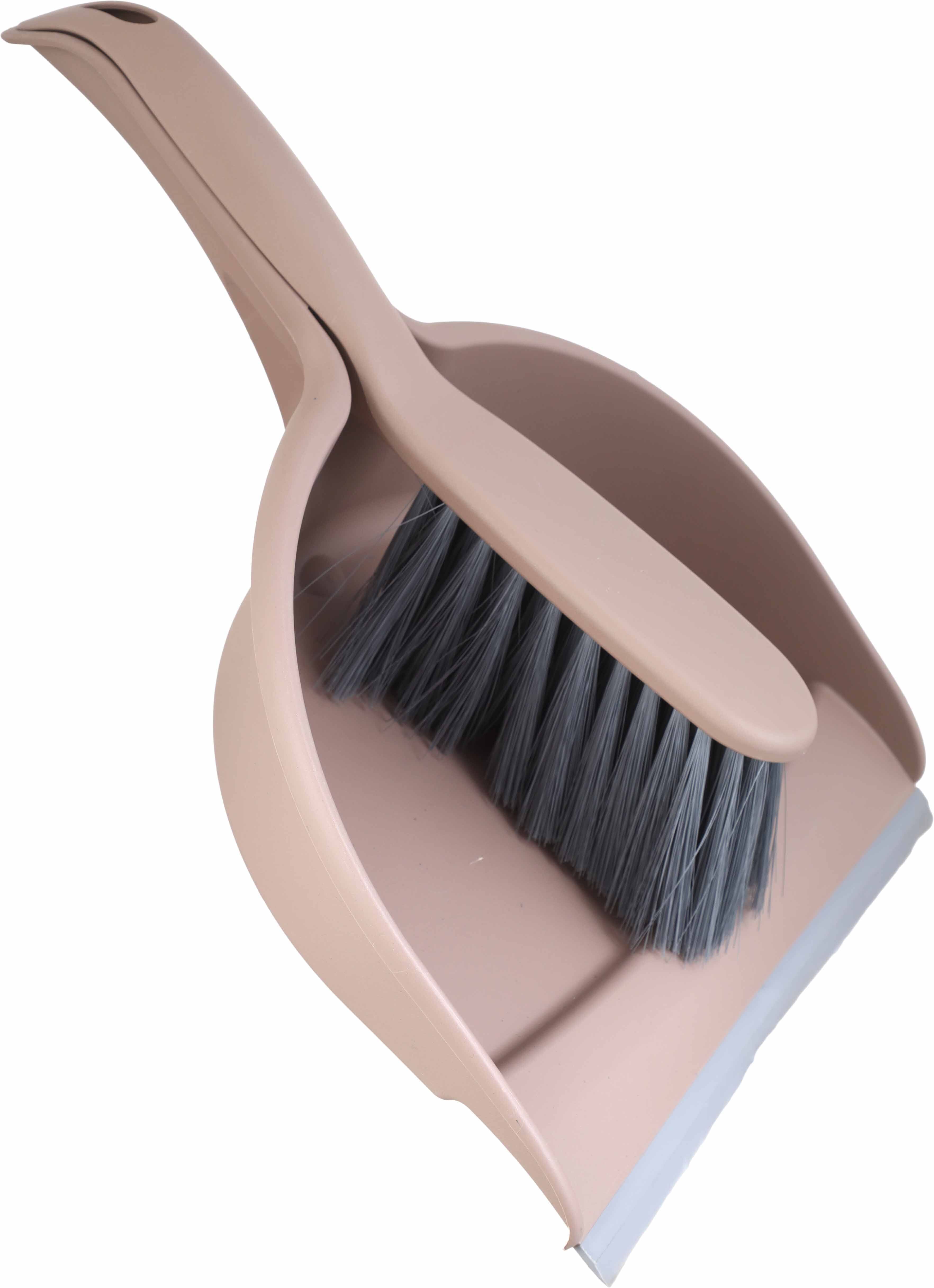 York Plastic Cleaning Brush with Dustpan, 23×32 cm - Beige
