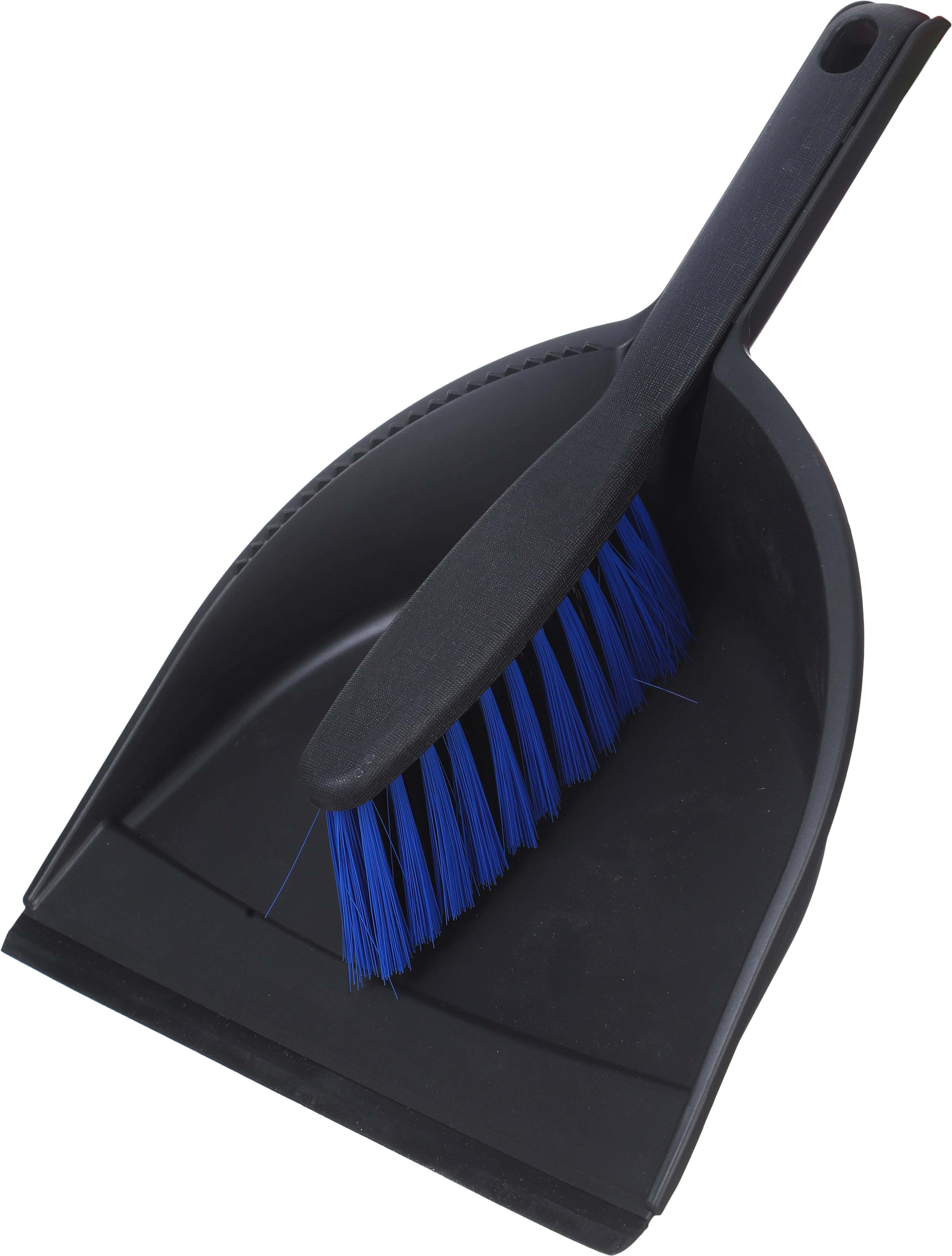 York Plastic Cleaning Brush with Dustpan, 22×32 cm - Black Blue
