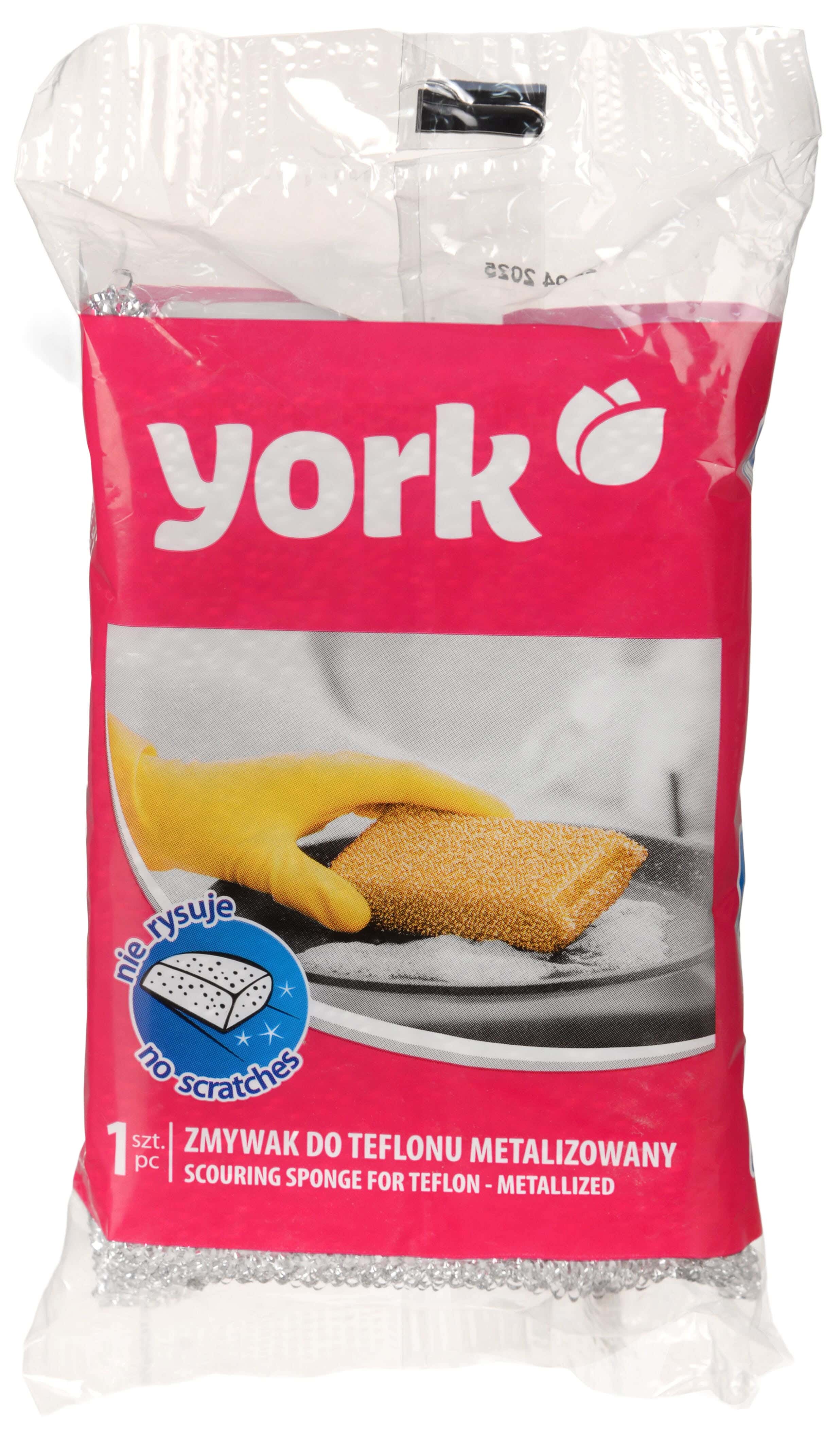 York Teflon Dish Cleaning Sponge, 8×17 cm - Silver