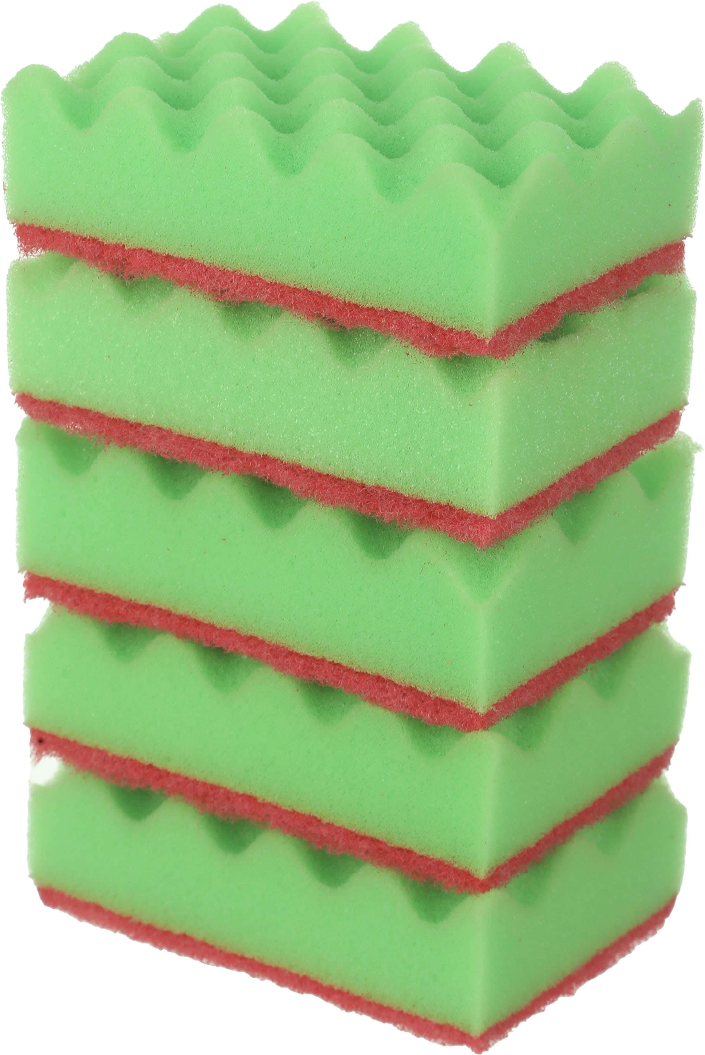 York Cleaning Sponge Set, 5 Pieces, 17x10 cm - Green Fuchsia