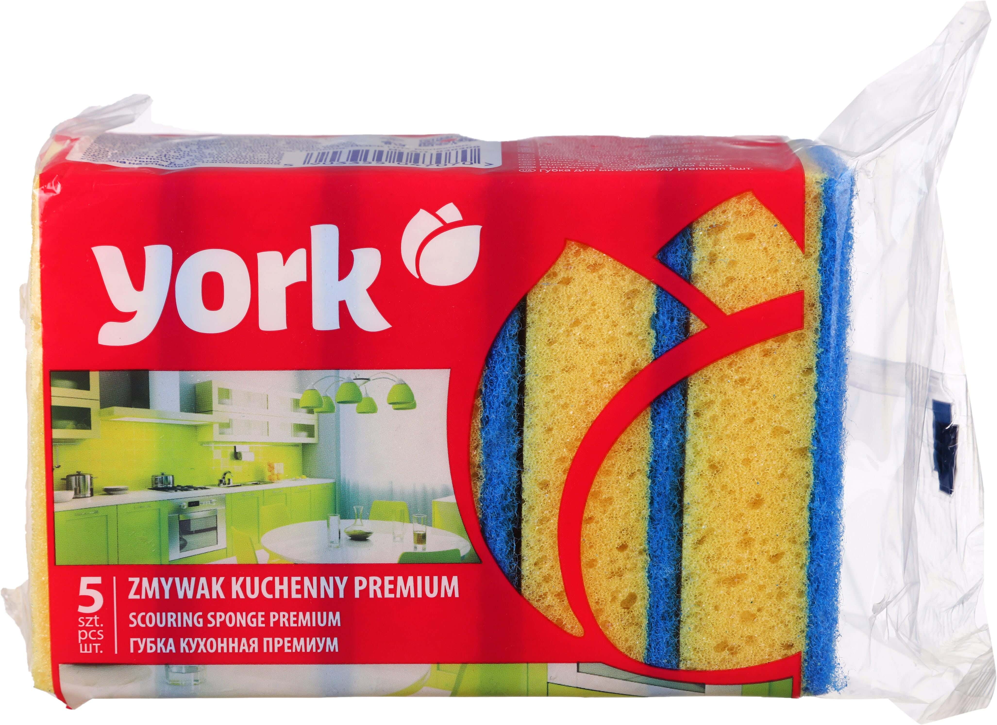 York Cleaning Sponge Set, 5 Pieces, 11×20 cm - Yellow Blue