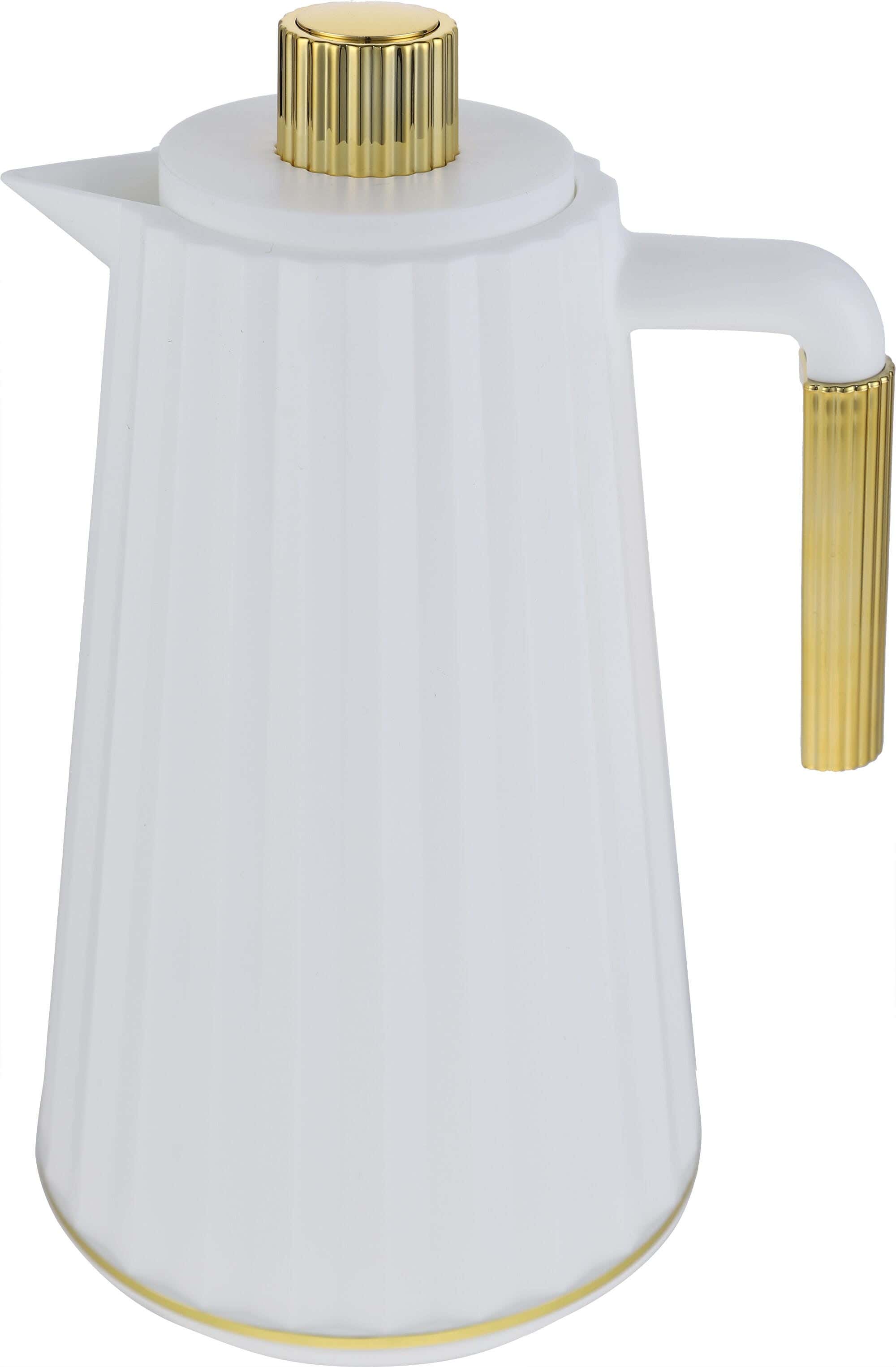 Elandalos Plastic Thermos, Glass Core, 1 litre - White Gold
