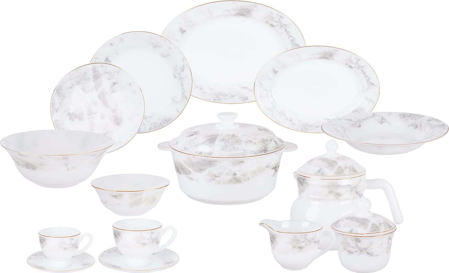 GEMYA Arcopal Dinner Set, 58 Pieces - Multicolor