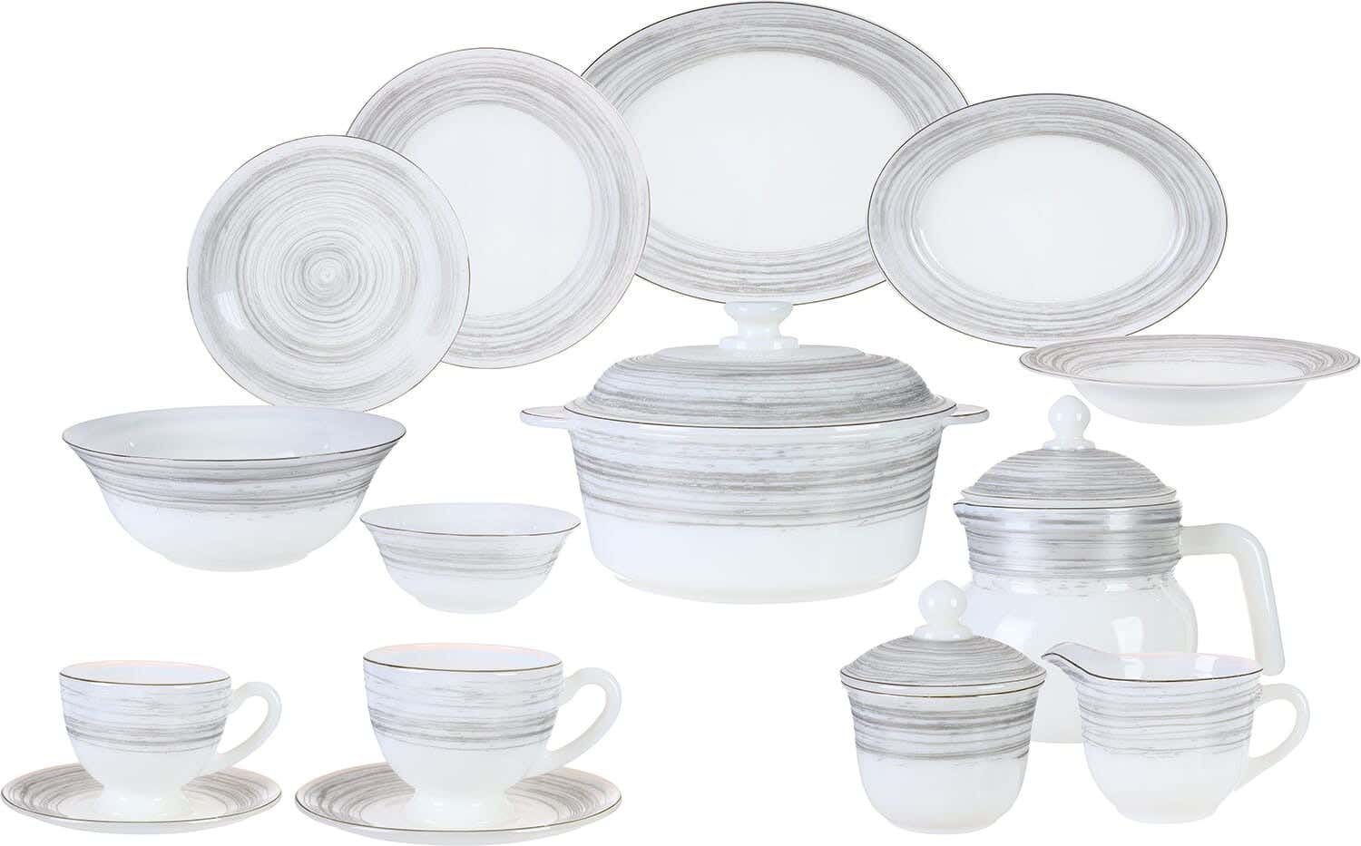 GEMYA Arcopal Dinner Set, 58 Pieces - White Silver