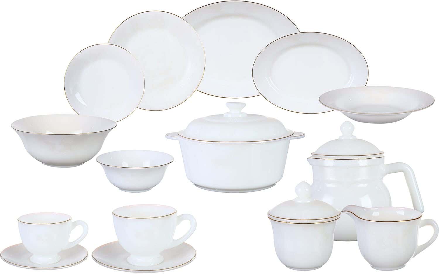 GEMYA Arcopal Dinner Set, 58 Pieces - White Gold