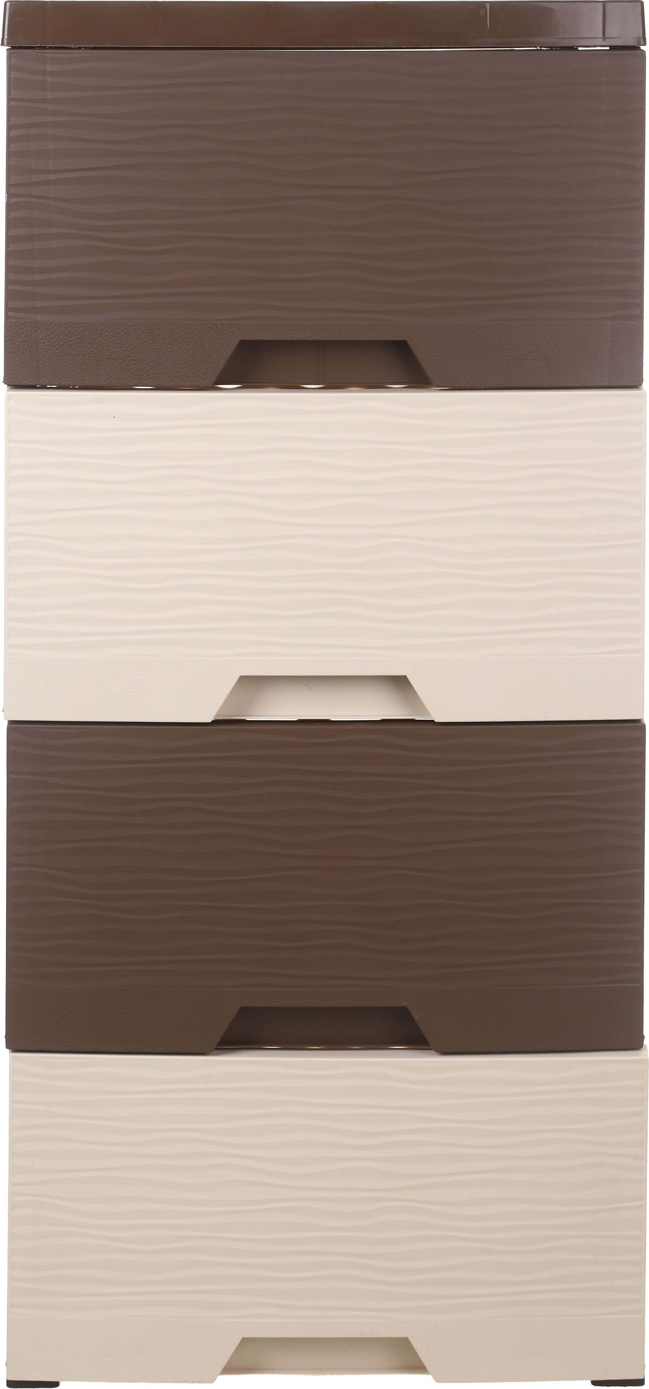 Al Wataneya Plastic Storage Racks, 4 Drawers, 88×38×47 cm - Brown Beige