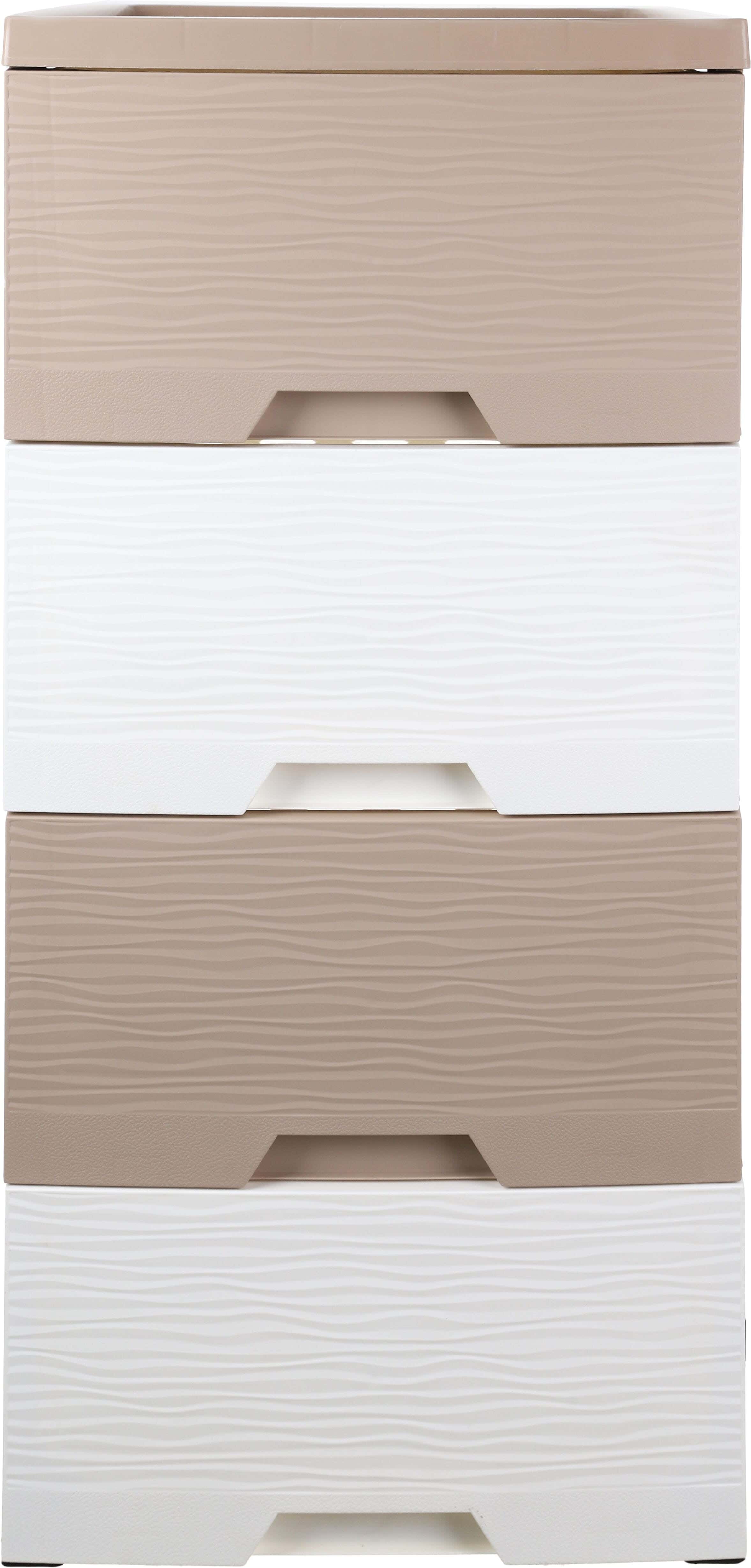 Al Wataneya Plastic Storage Racks, 4 Drawers, 88×38×47 cm - White Beige