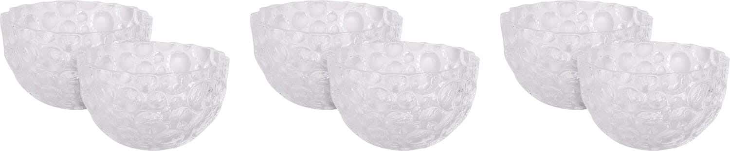 Round Glass Bowl Set, 6 Pieces, 10 cm - Clear