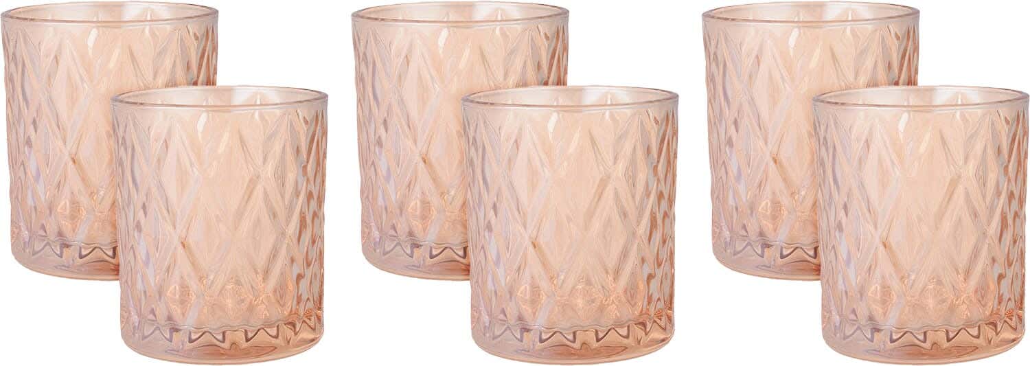 Glass Cups Set, 6 Pieces, 300 ml - Clear Light Brown