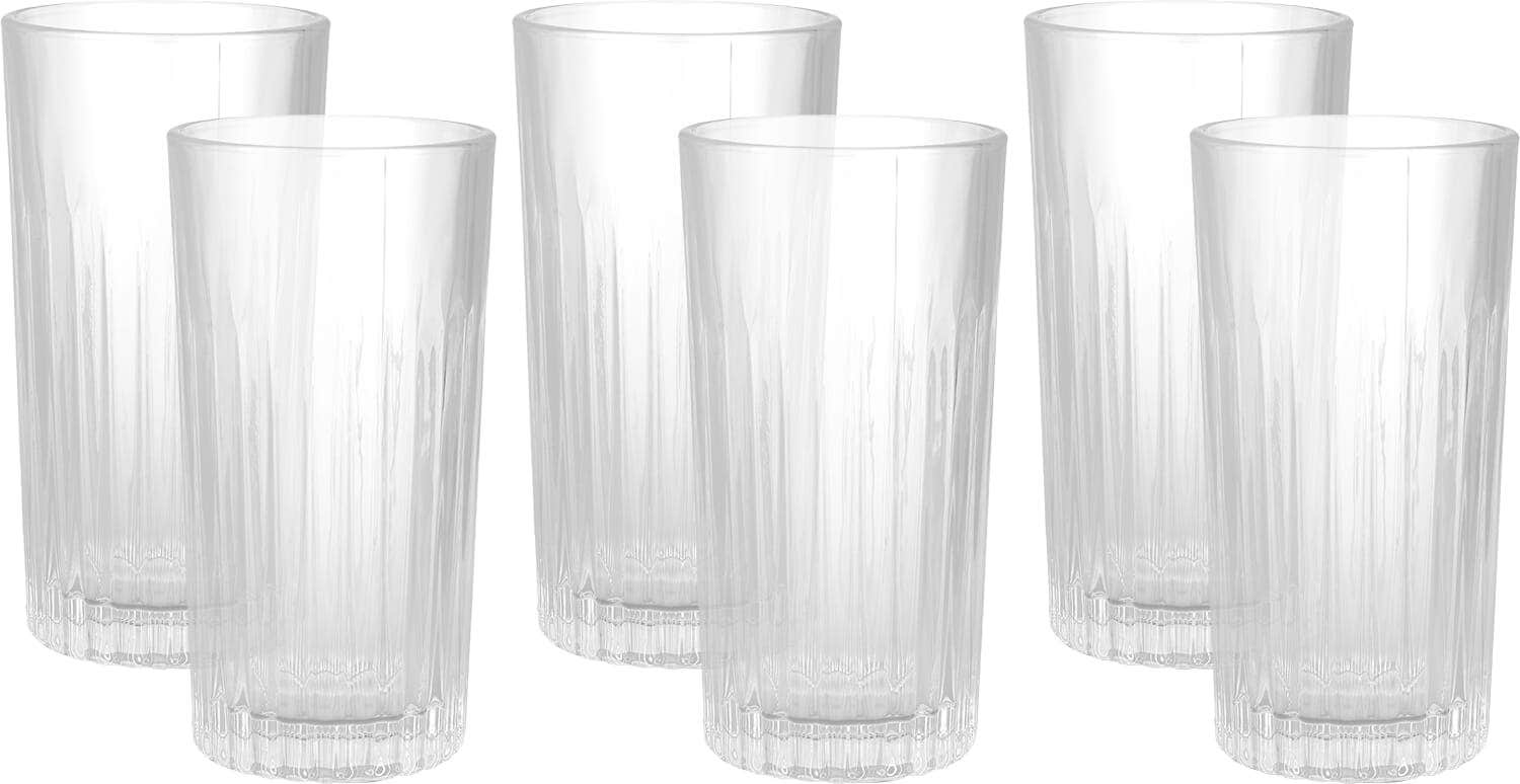 Glass Cups Set, 6 Pieces, 360 ml - Clear