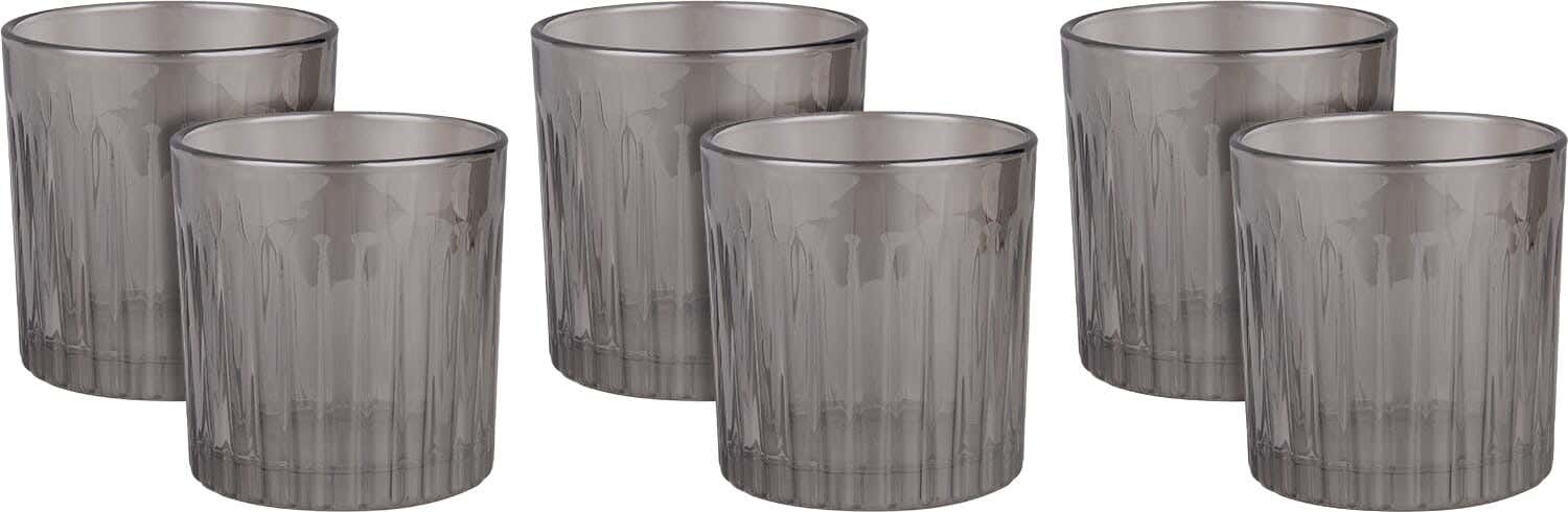 Glass Cup Set, 6 Pieces, 310 ml - Clear Black