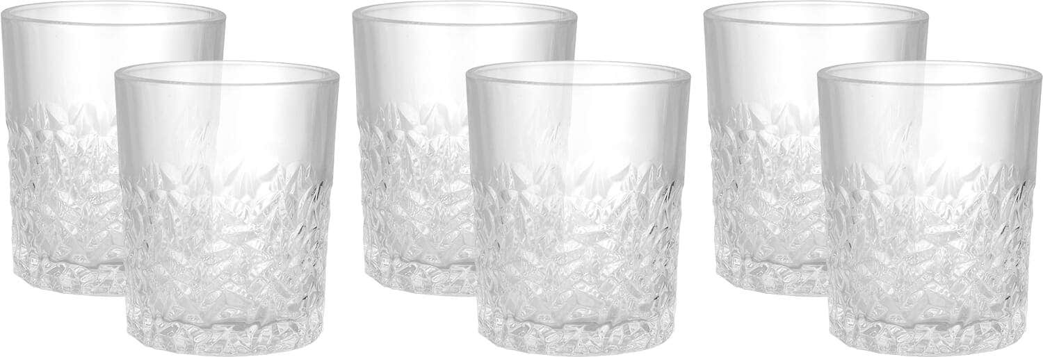 Glass Cup Set, 6 Pieces, 340 ml - Clear