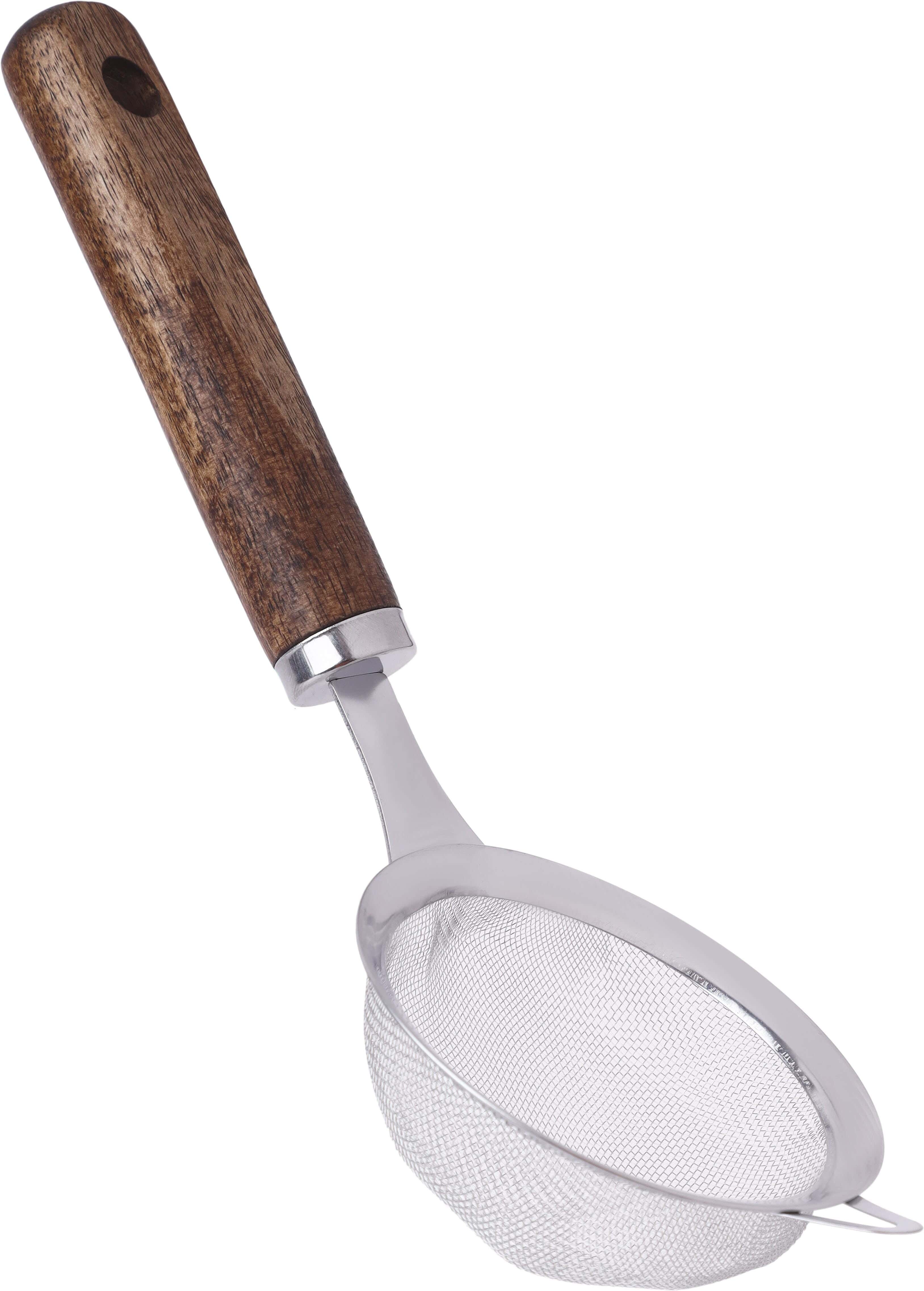 Group Tiger Stainless Steel Herb Strainer, Wooden Handle, 23 cm - Brown Silver