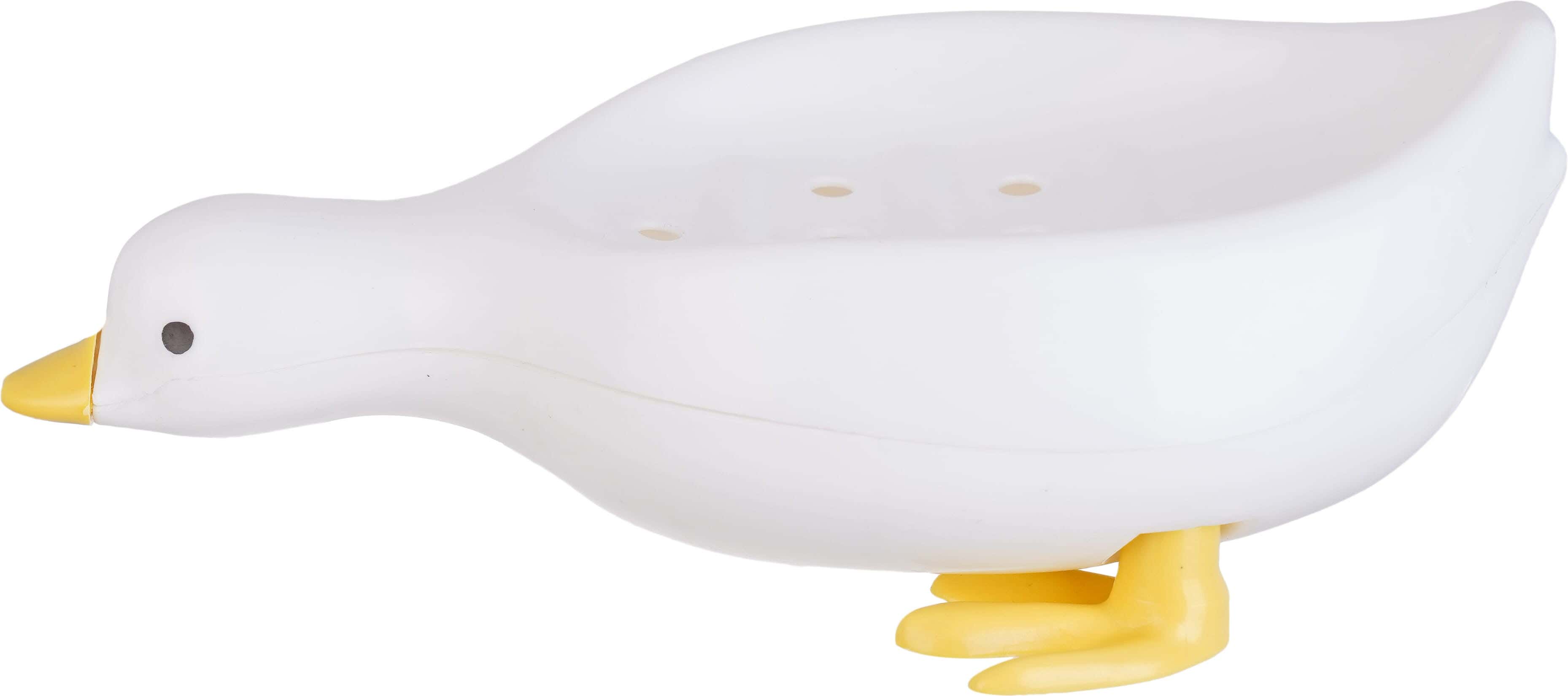 Plastic Soap Dish Shape Duck, 20 cm - White Yellow