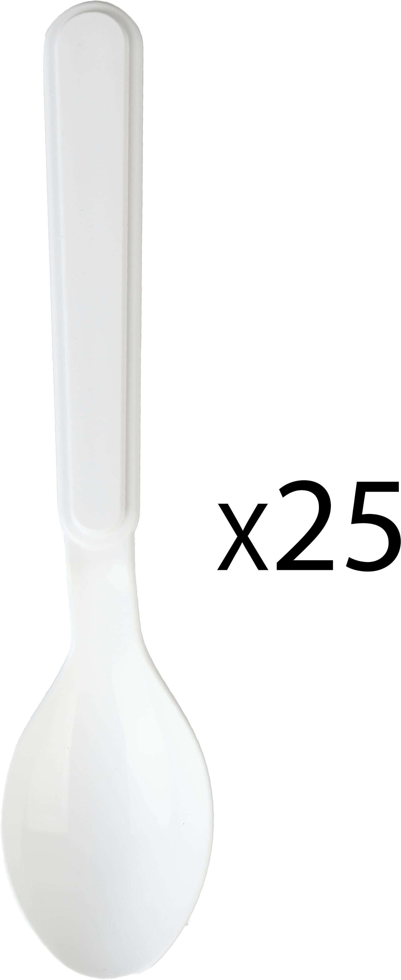 Elite Plastic Spoon Set, 25 Pieces, 18 cm - White