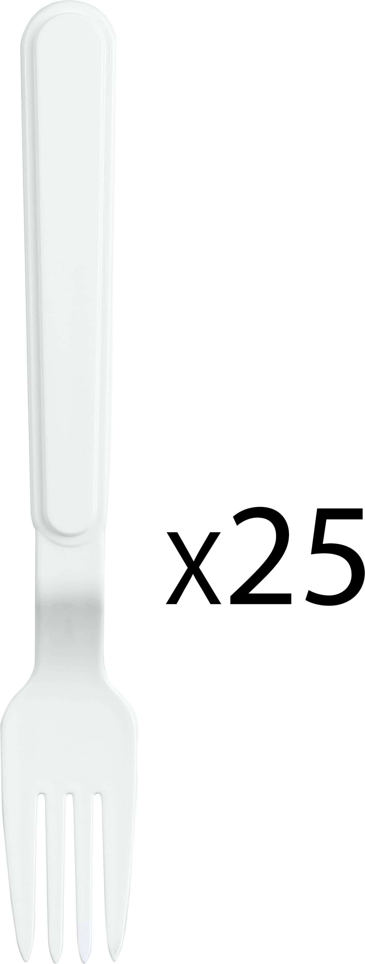 Elite Plastic Fork Set, 25 Pieces, 18 cm - White