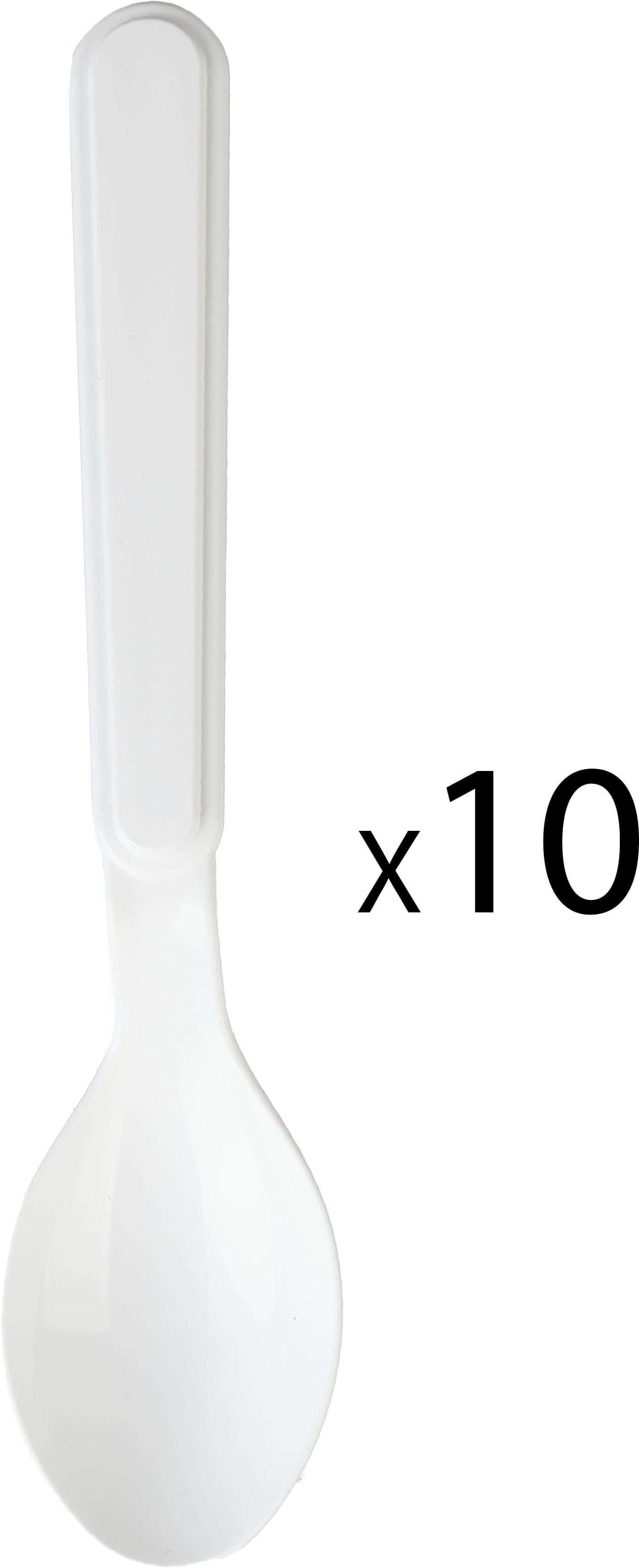 Elite Plastic Spoon Set, 10 Pieces, 18 cm - White