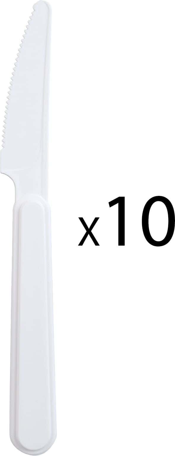 Elite Plastic Knife Set, 10 Pieces, 18 cm - White