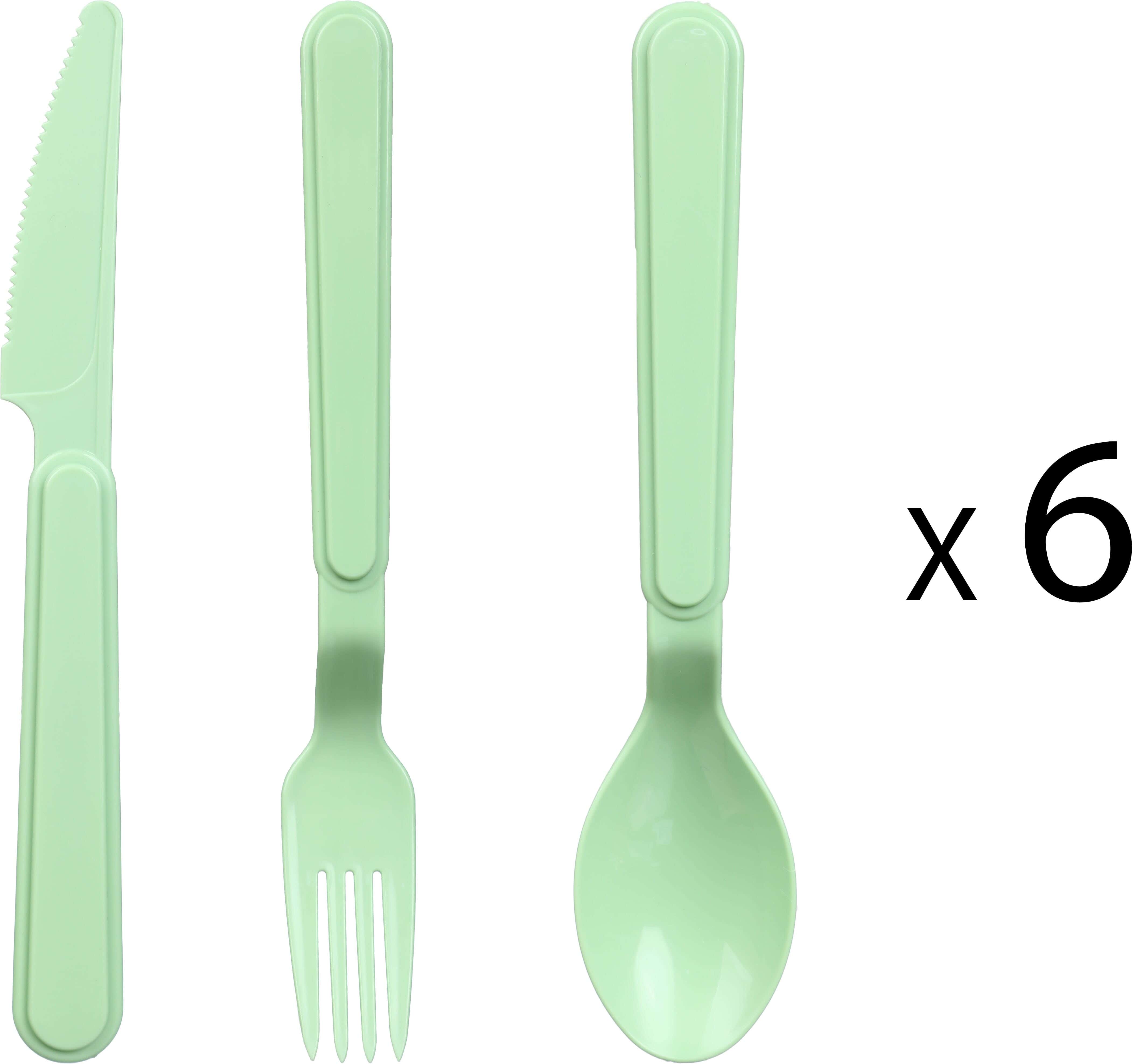 Elite Plastic Cutlery Set, 18 Pieces, 18 cm - Green
