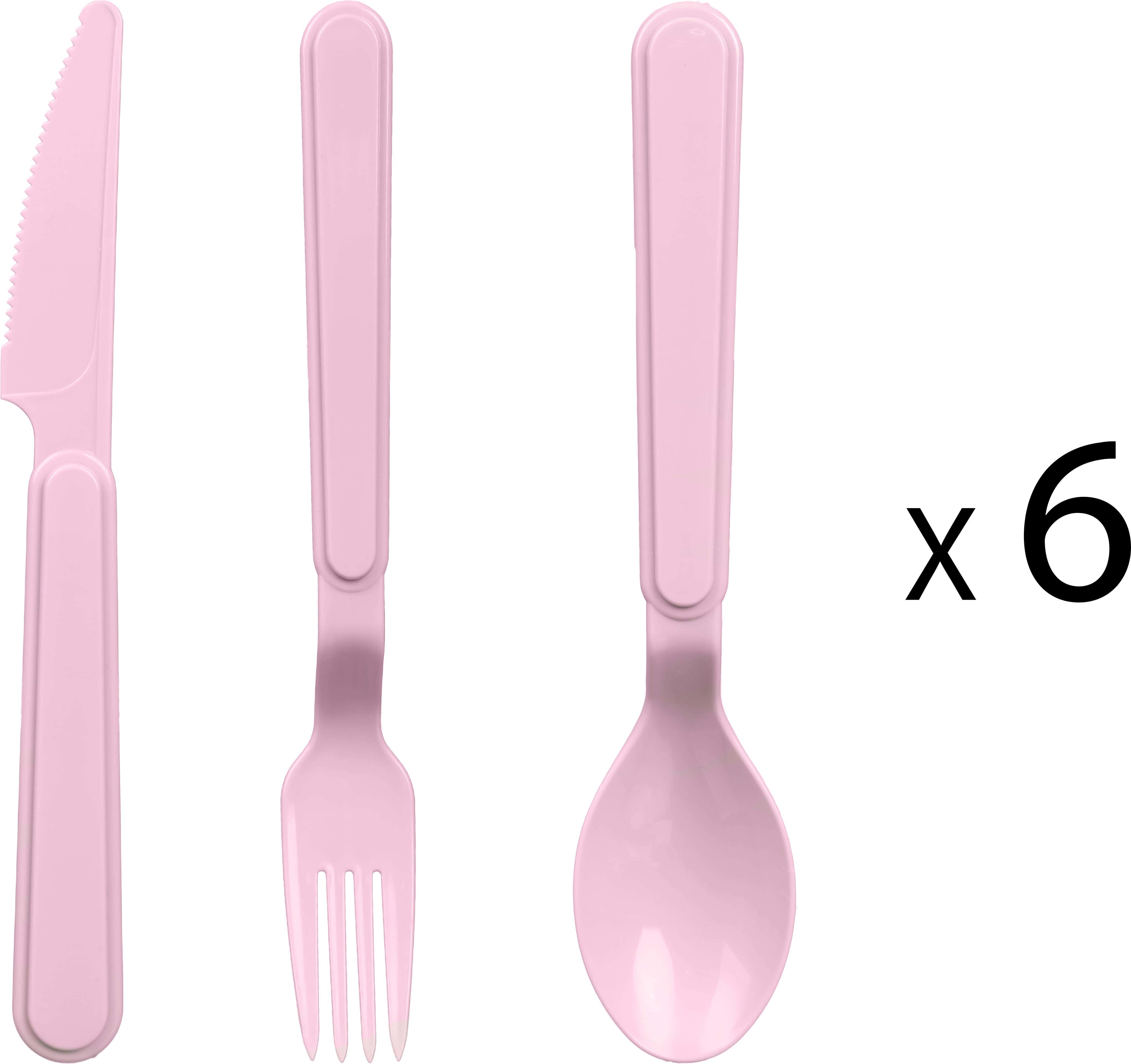Elite Plastic Cutlery Set, 18 Pieces, 18 cm - Rose