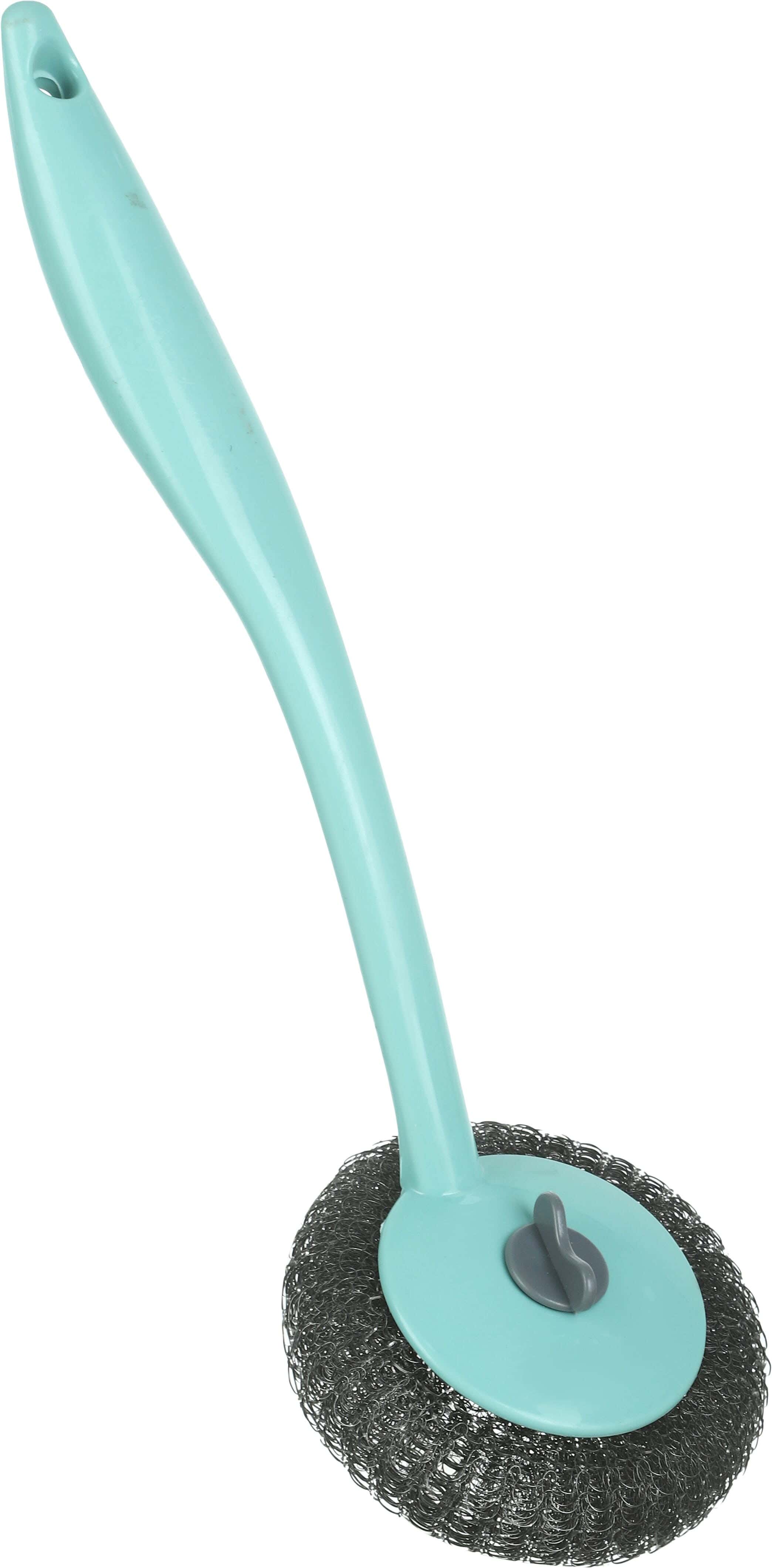 Wire Sponge Round, Plastic Handle, 10×30 cm - turquoise