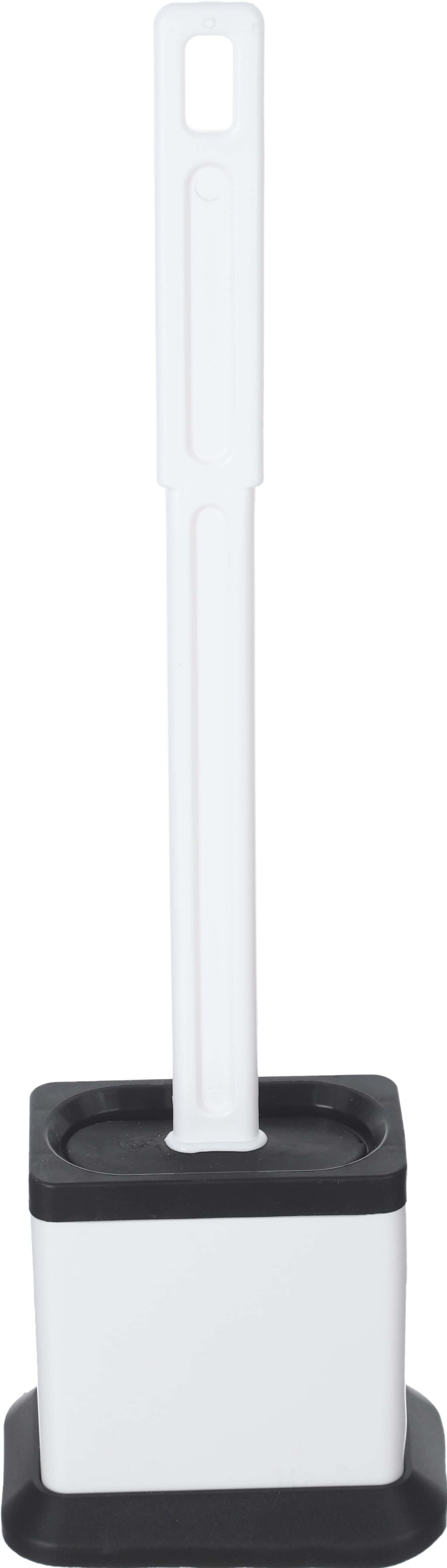 Weazy Plastic Toilet Brush With Base, 35 cm - White Black