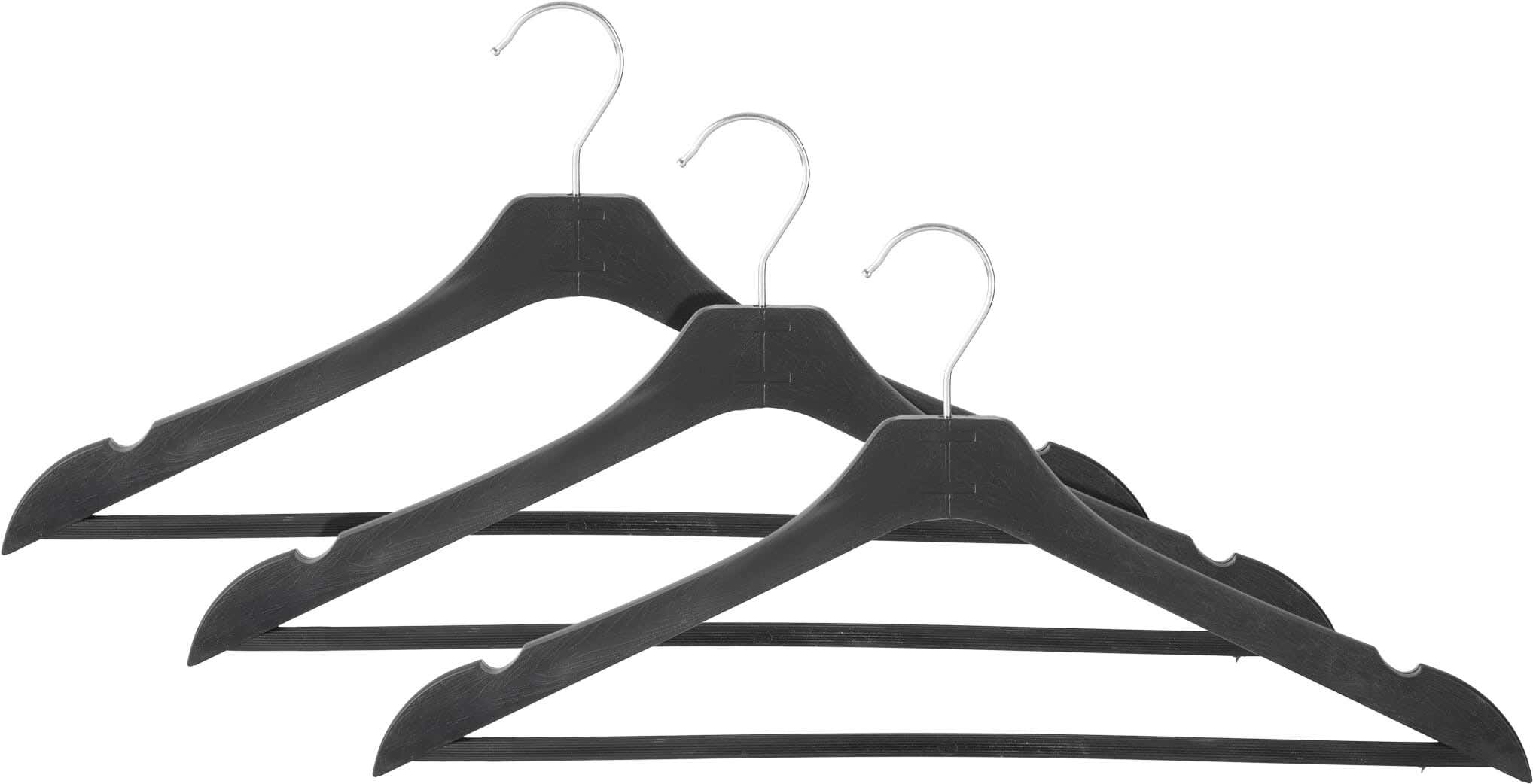 Weazy Plastic Clothes Hanger Set, 3 Pieces, 40 cm - Black