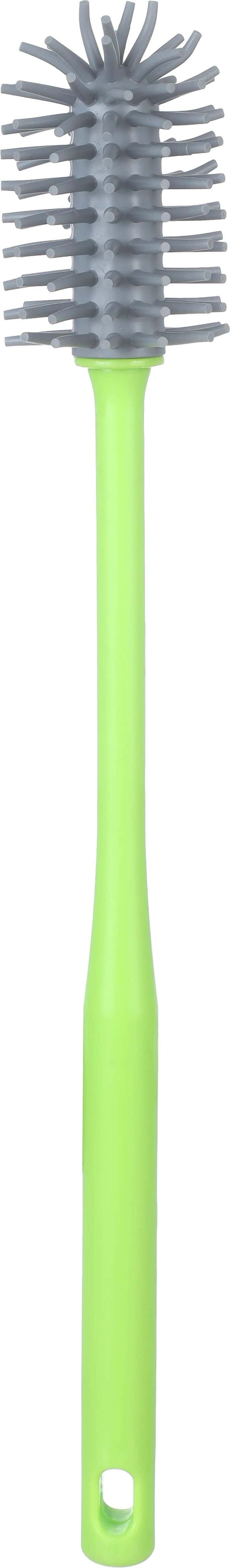 Weazy Silicone Cleaning Brush Water Bottle, Plastic Handle, 31 cm - Green Grey