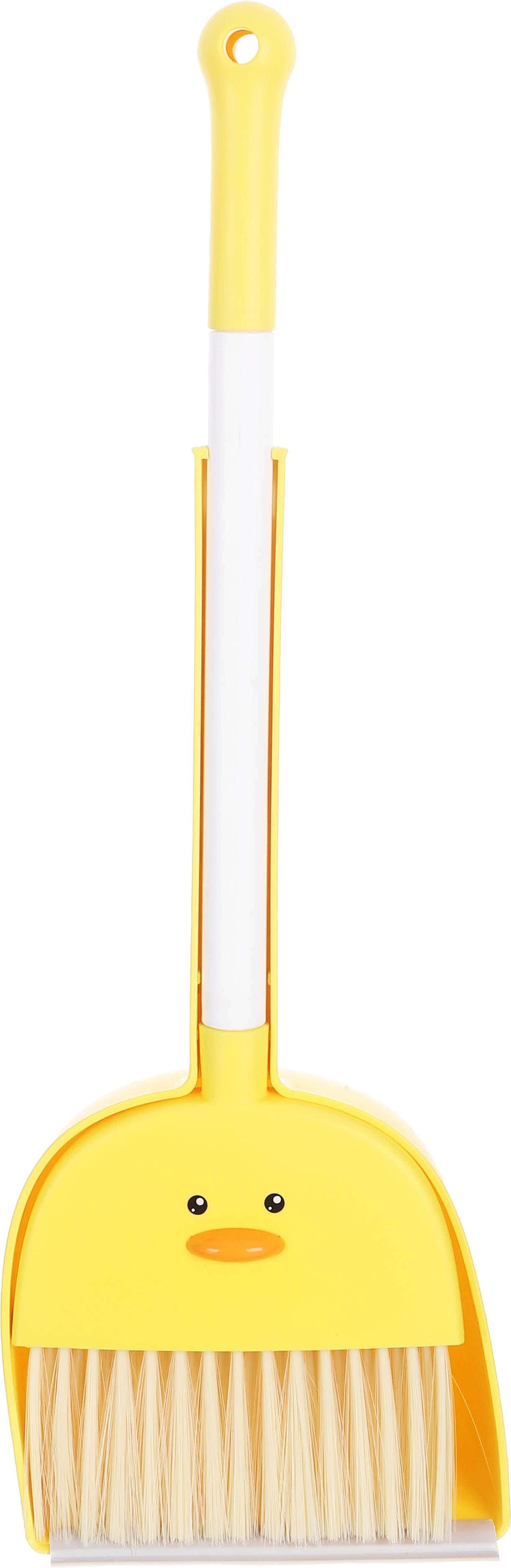 Plastic Duck Shape Dustpan Brush, 14×38 cm, Plastic Stick - Yellow