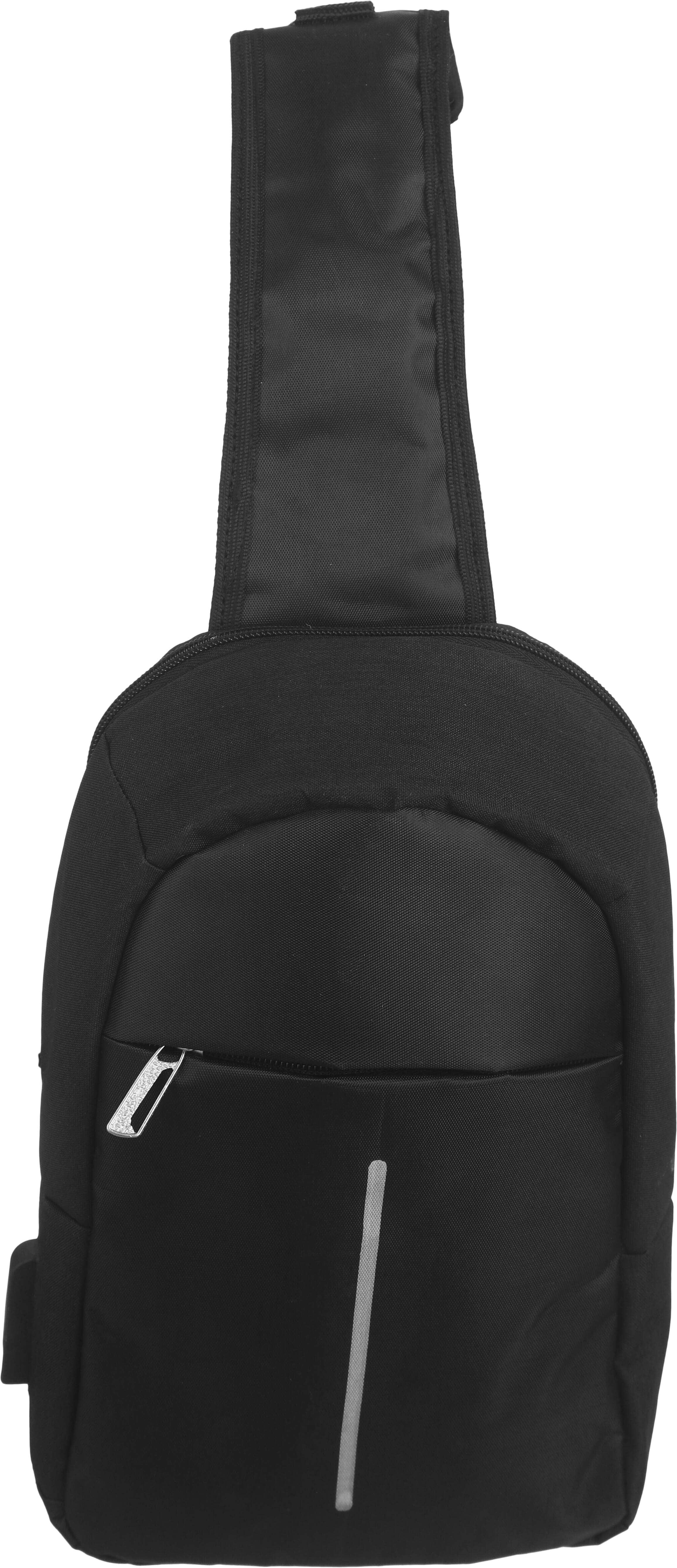 Waterproof Crossbody Bag for Men, 18×29 cm, 2 Zippers, USB Port - Black