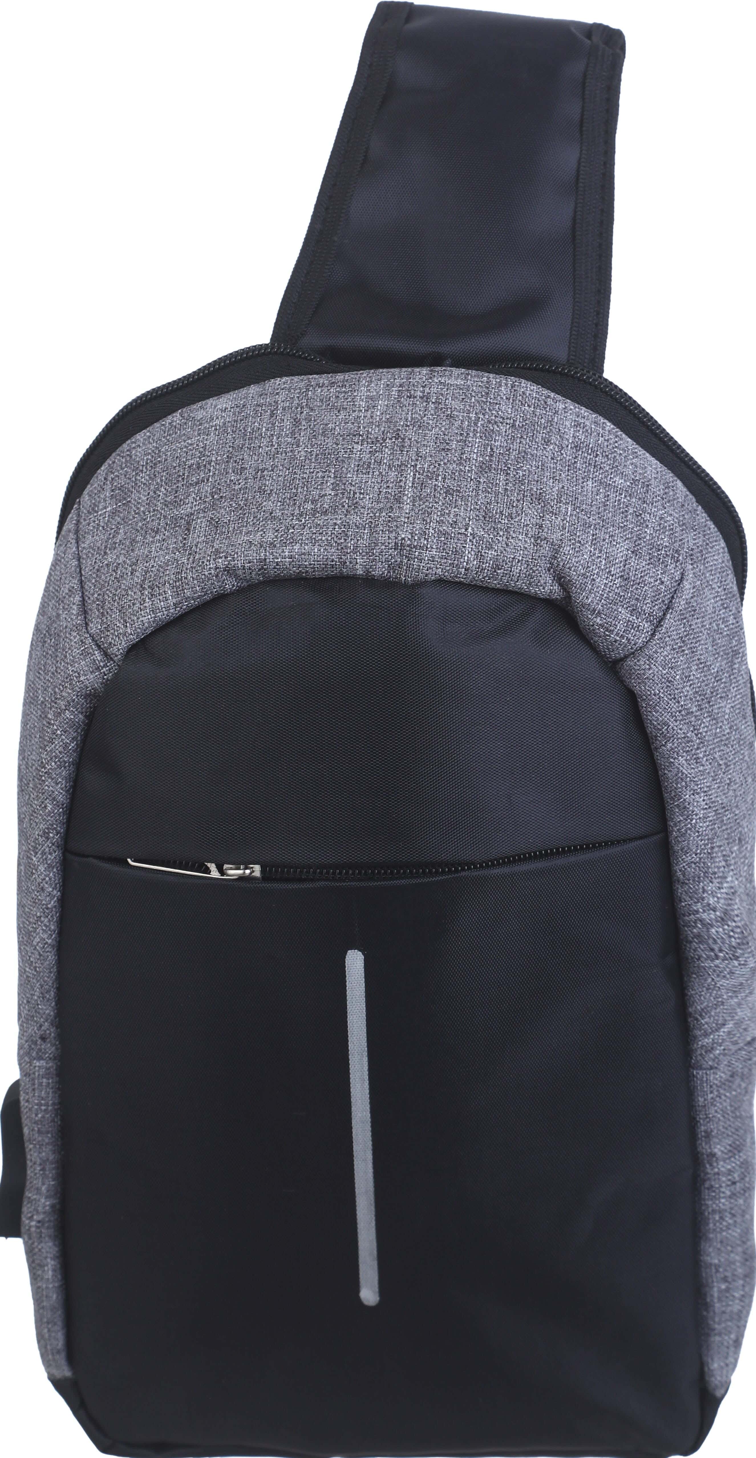 Waterproof Crossbody Bag for Men, 18×29 cm, 2 Zippers, USB Port - Black