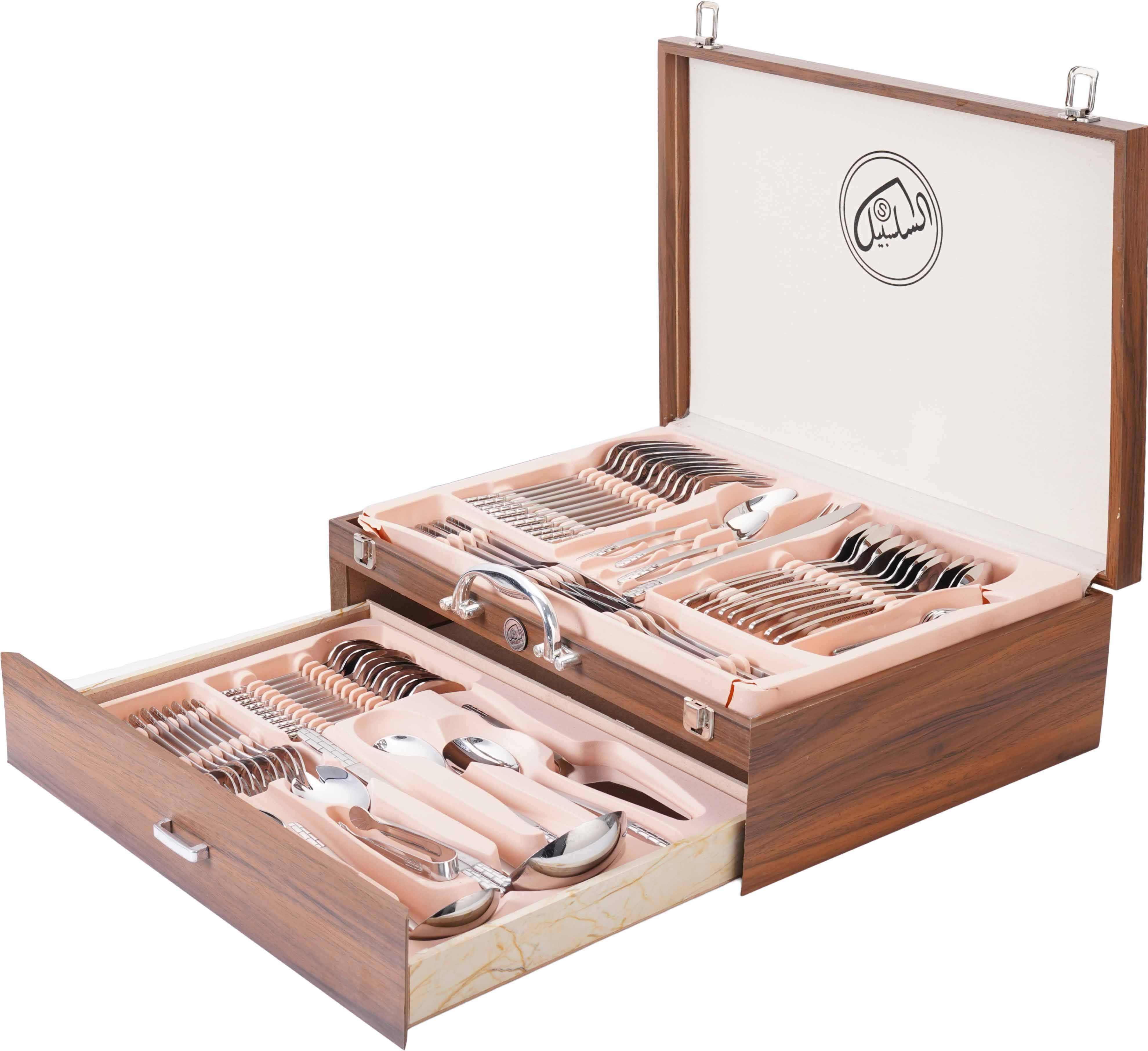 EL Salsabil Arshiia Stainless Steel Cutlery Set, 86 Pieces - Silver