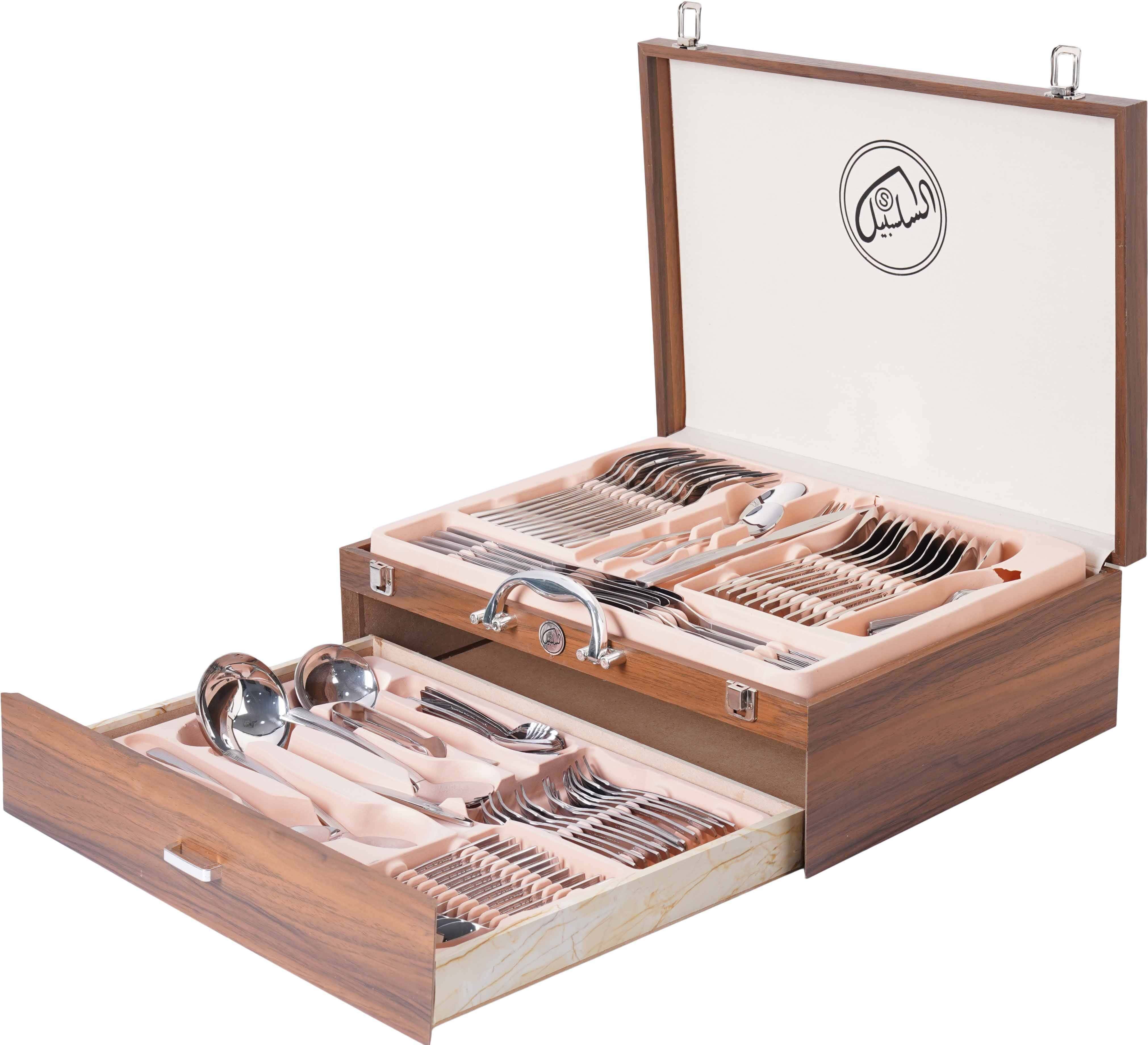 EL Salsabil Arshiia Stainless Steel Cutlery Set, 86 Pieces - Silver