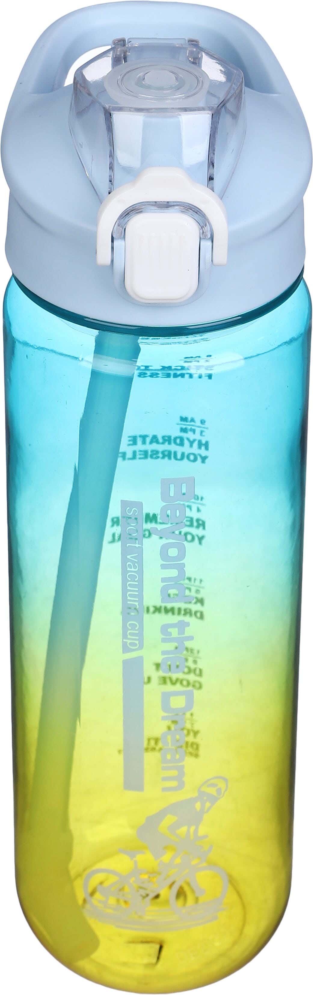 Plastic Sport Water Bottle, with Straw, 800 ml - Multicolor