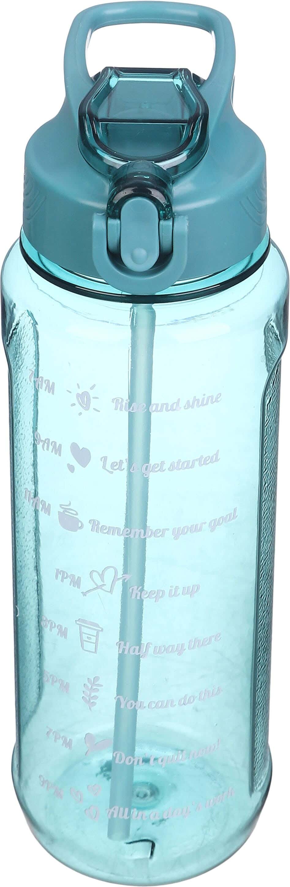 Plastic Sport Water Bottle, with Straw, 1 litre - Turquoise