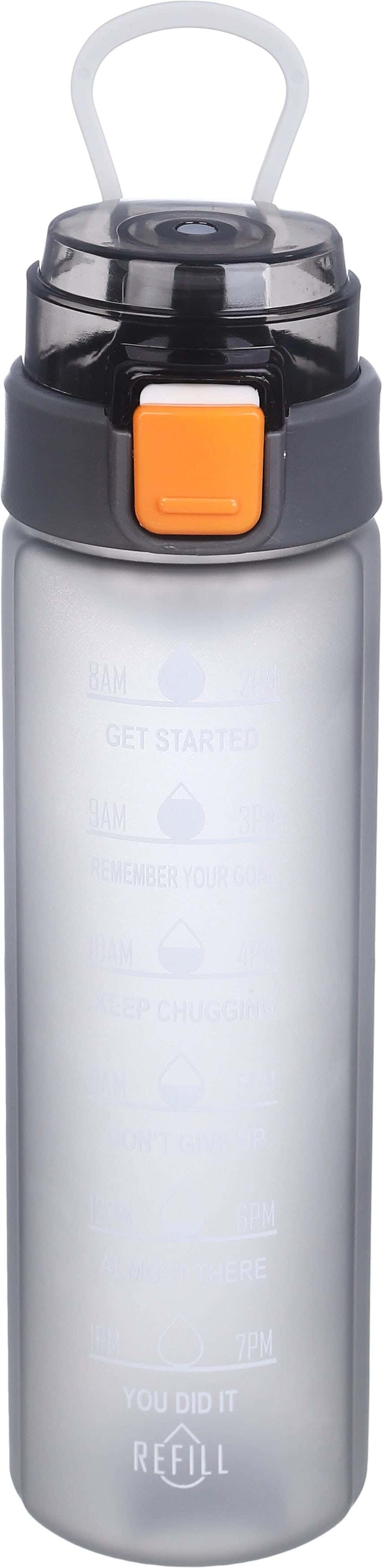 Plastic Sport Water Bottle, with Straw, 800 ml - Grey