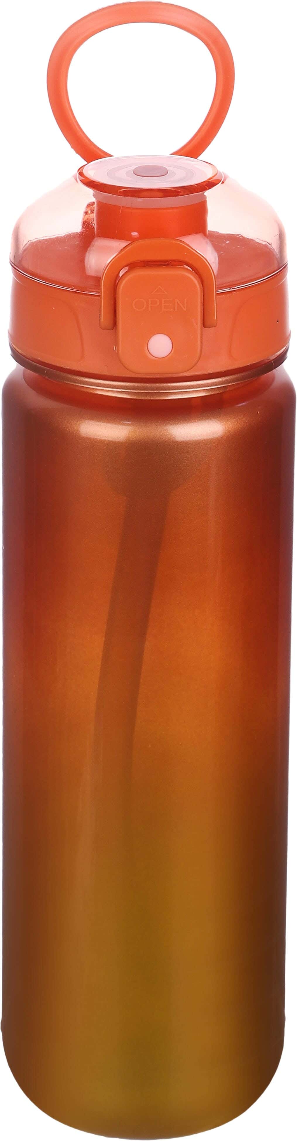 Plastic Sport Water Bottle, with Straw, 800 ml - Orange