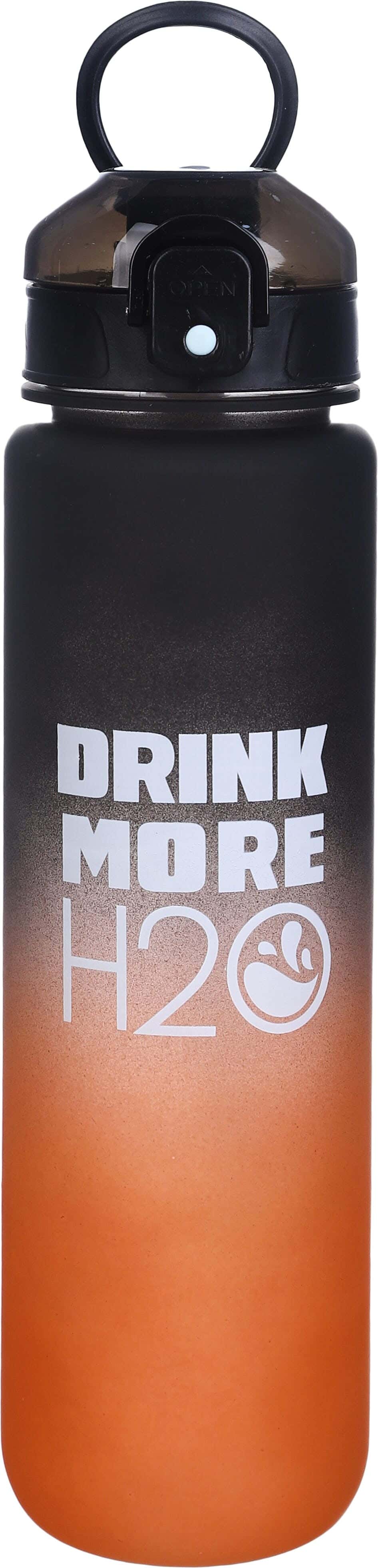 Plastic Sport Water Bottle, with Straw, 1 litre - Orange Black