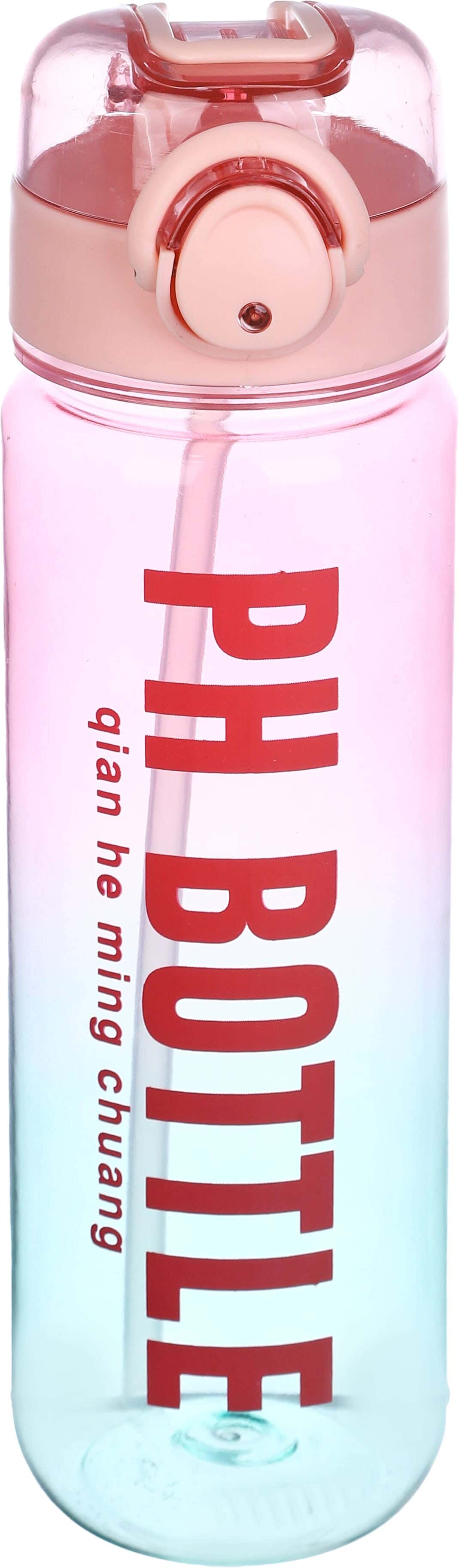 Plastic Sport Water Bottle, with Straw, 800 ml - Multicolor