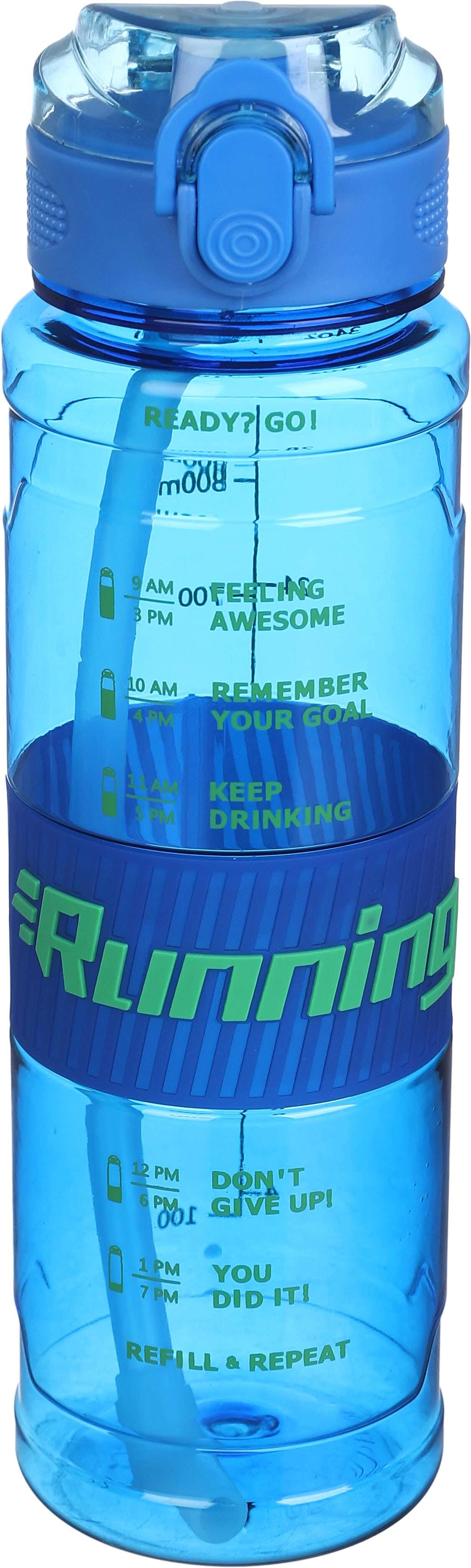 Plastic Sport Water Bottle, with Straw, 1.1 litre - Light Blue