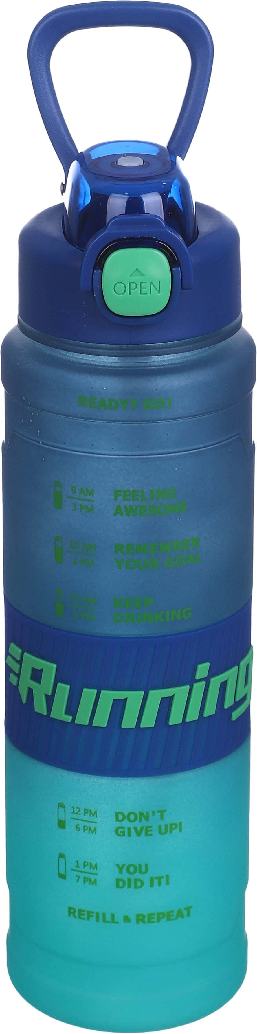 Plastic Sport Water Bottle, with Straw, 1.1 litre - Light Blue Green
