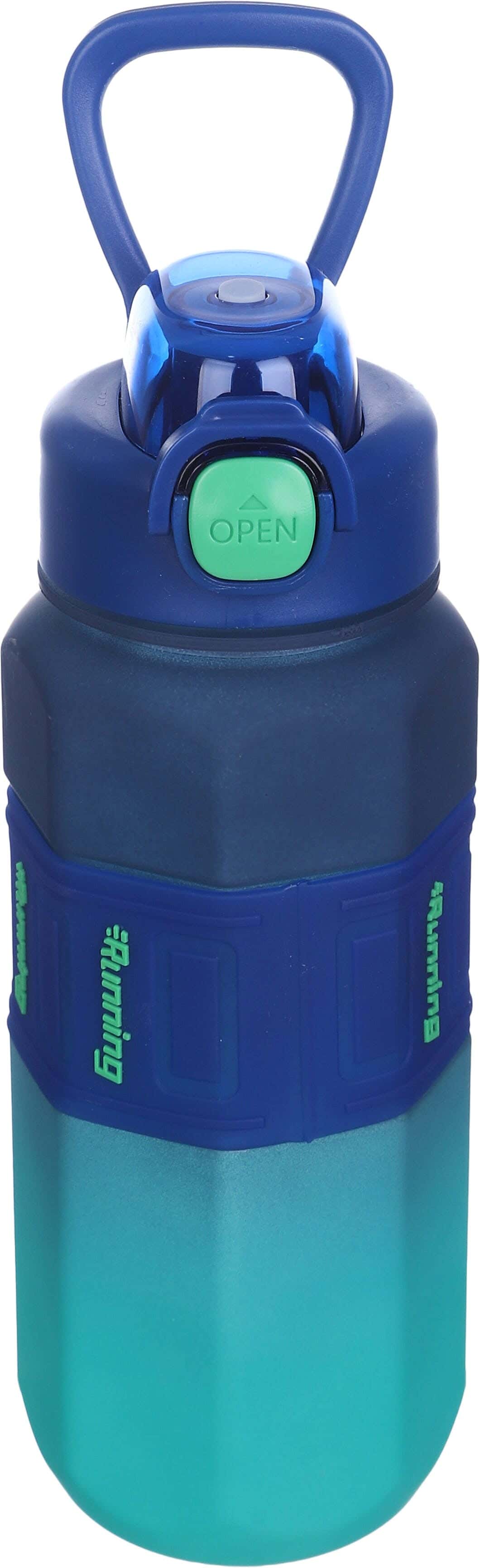 Plastic Sport Water Bottle, with Straw, 800 ml - Blue Green