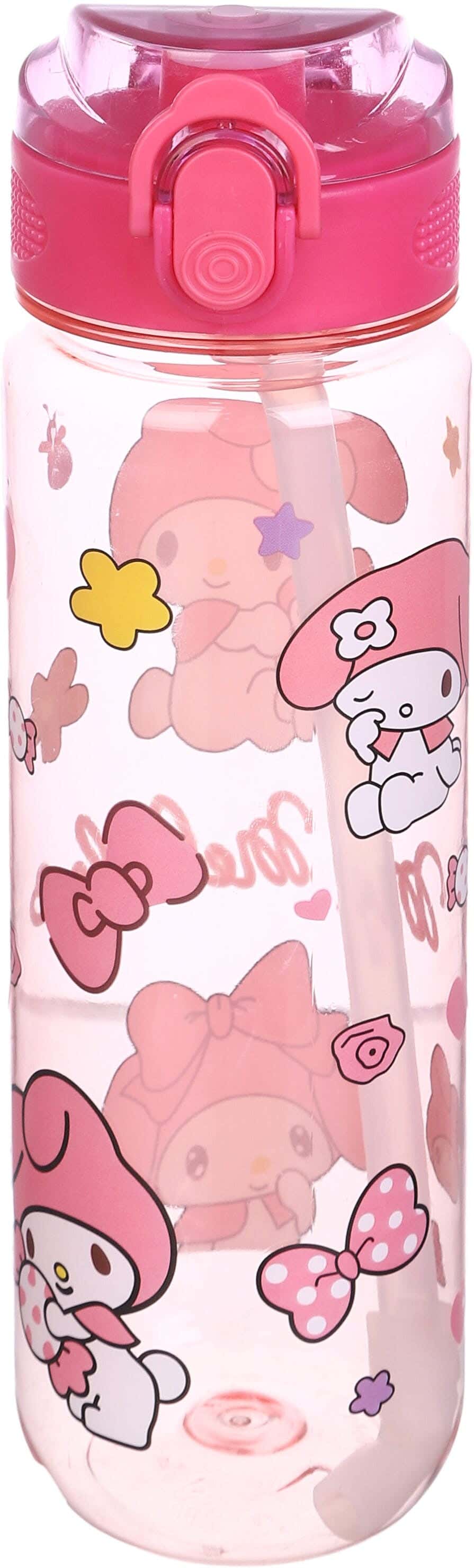 Plastic Sport Water Bottle, with Straw, 800 ml - Fuchsia