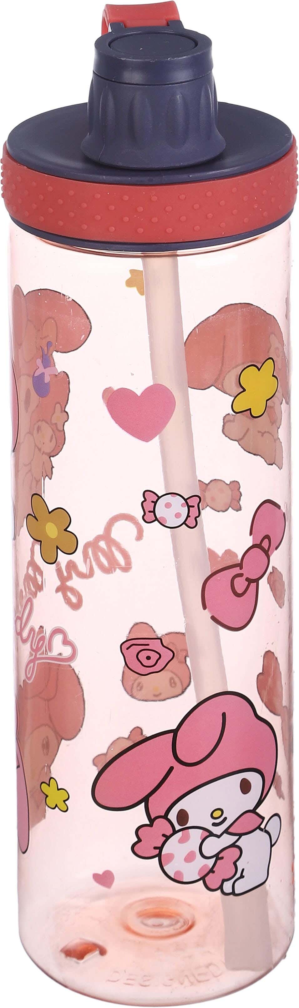 Plastic Sport Water Bottle, with Straw, 1 litre - Pink