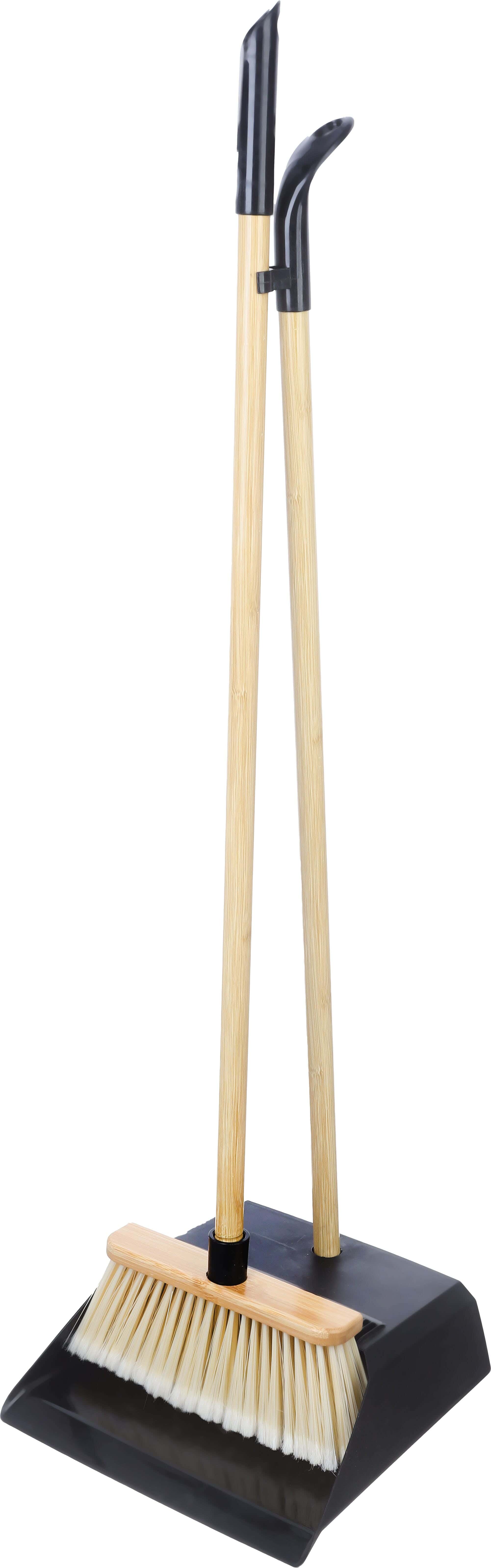 Group Tiger Plastic Dustpan with Broom, 80 cm - Beige Black